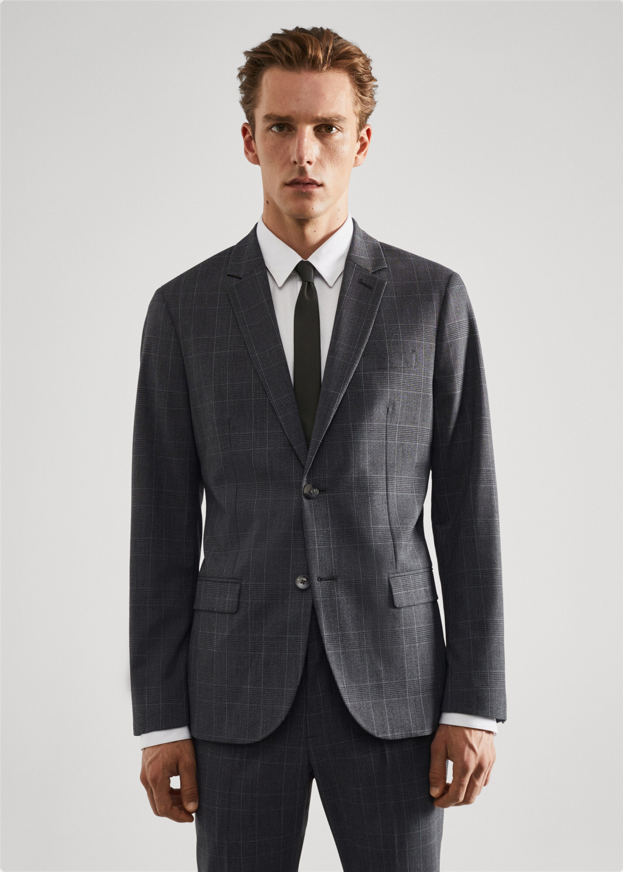 Super slim-fit check suit jacket - Medium plane