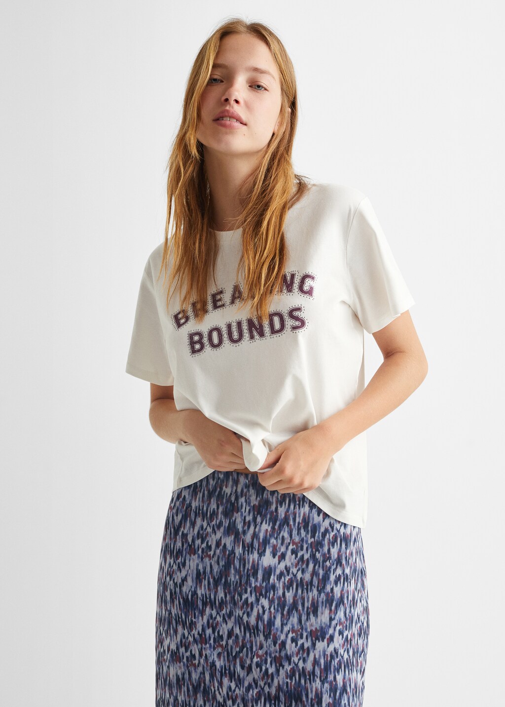 Slit printed long skirt - Teen Girl | MANGO OUTLET USA