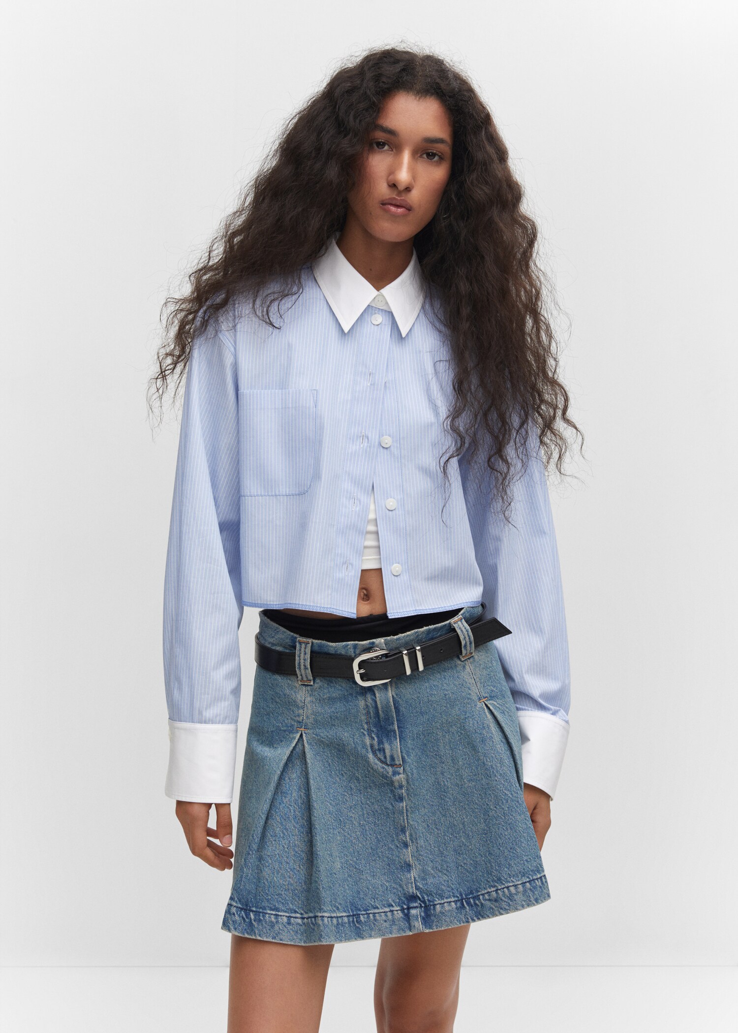 Striped cropped shirt - Medium plane