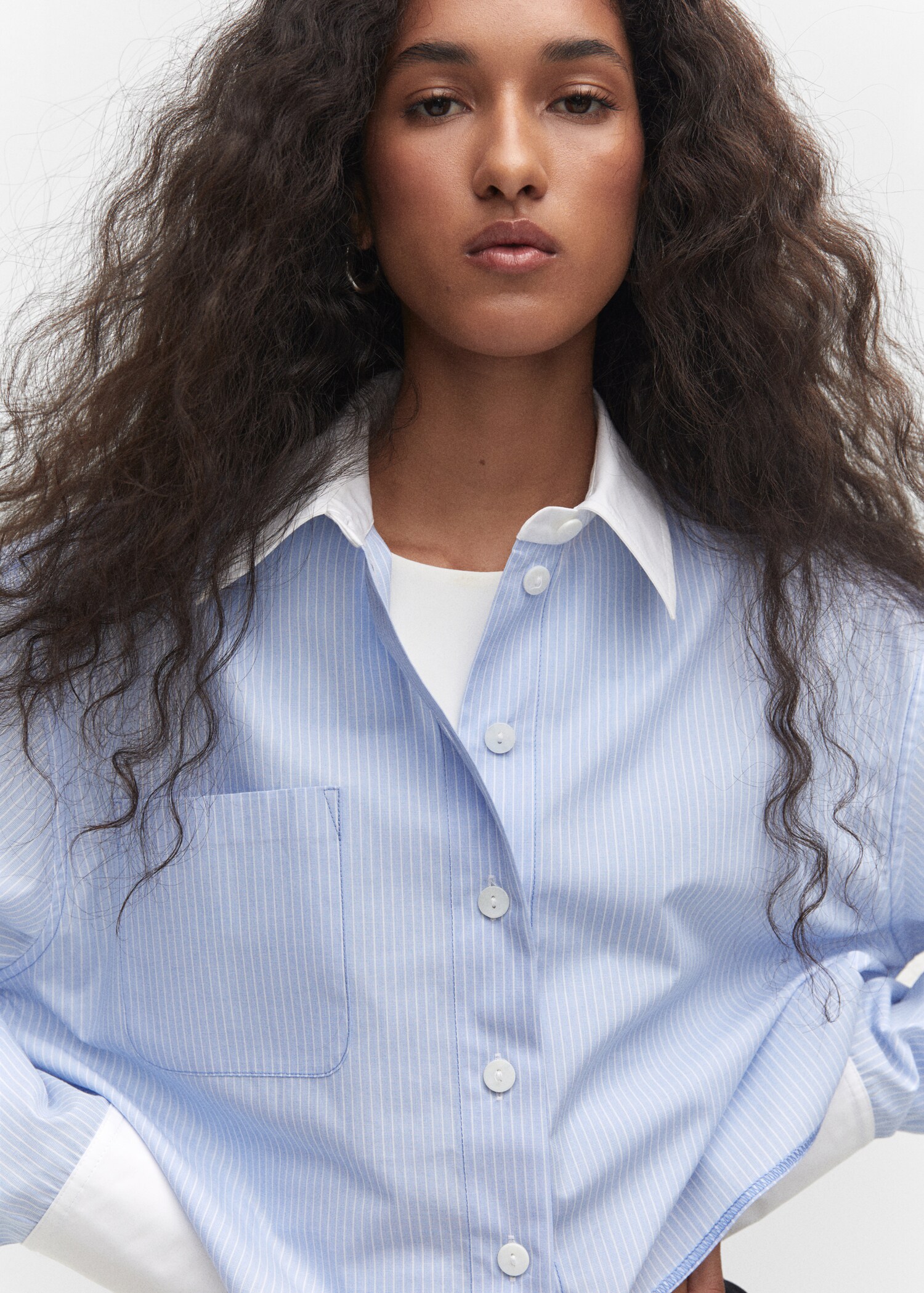 Striped cropped shirt - Details of the article 1