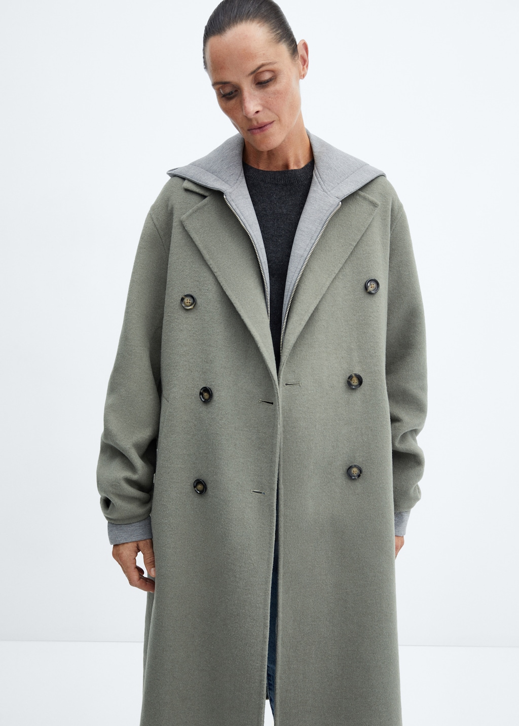 Mango handmade pocket front coat in white discount
