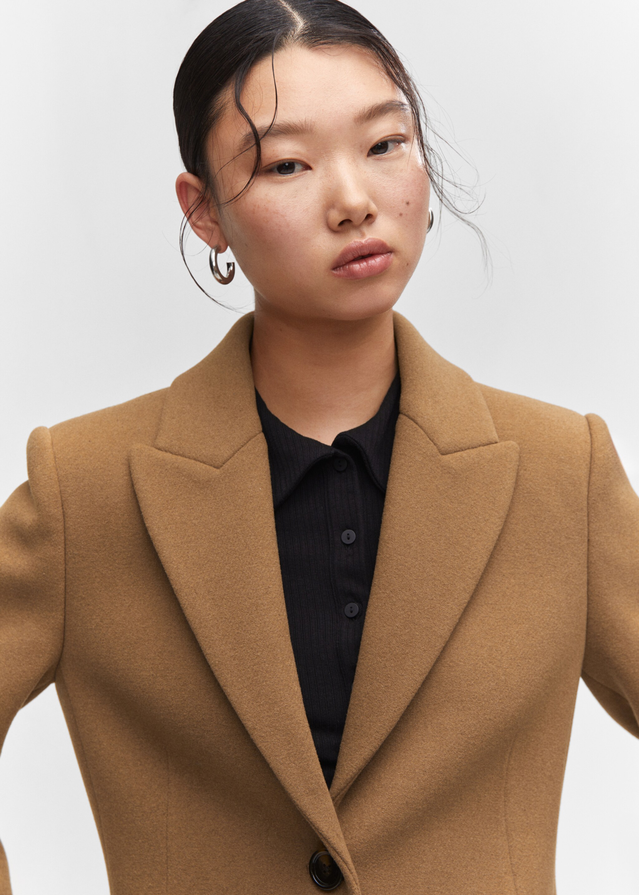 Manteau droit à revers - Détail de l'article 1, Marron moyen. Ref: 57015143-00.