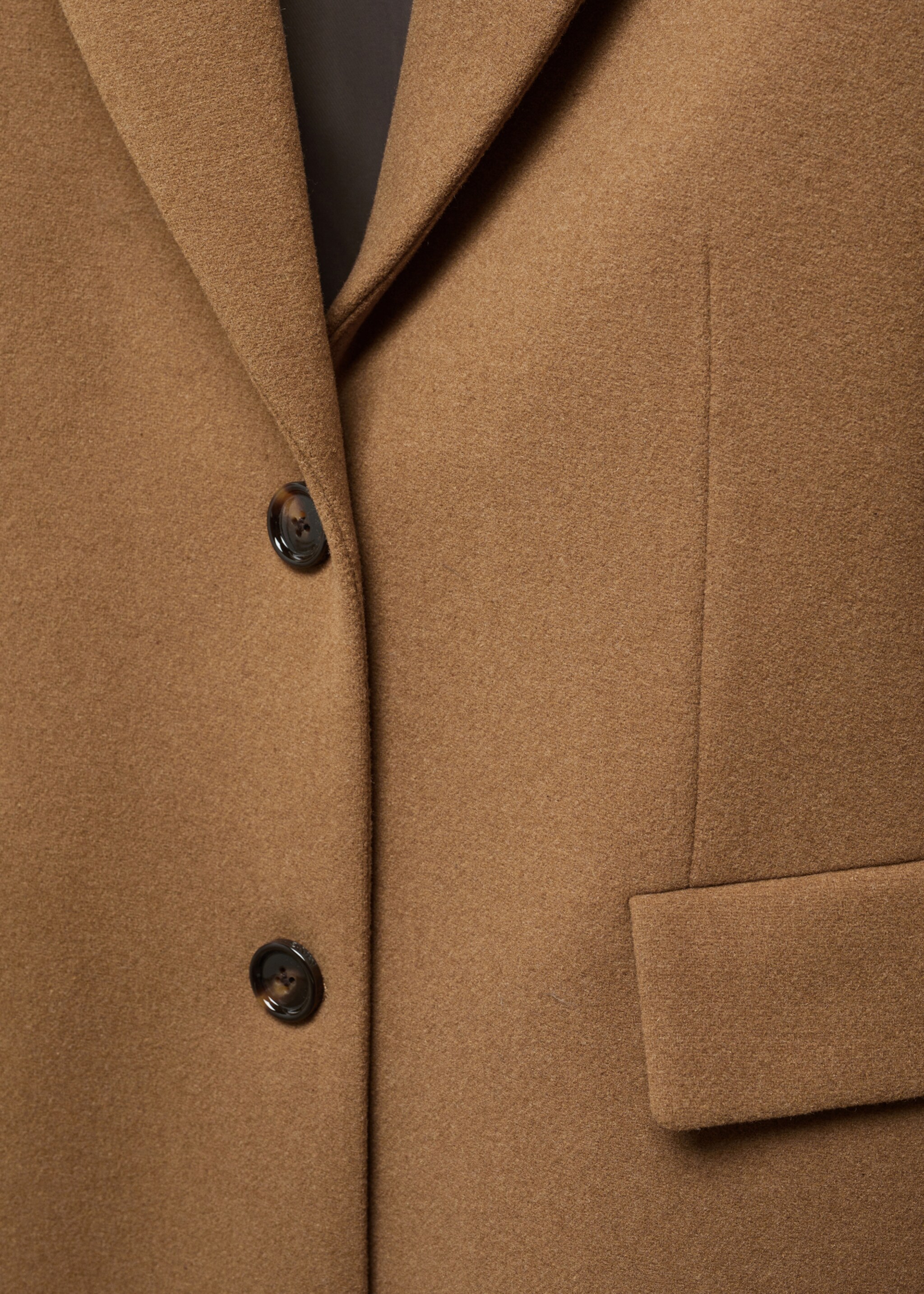Manteau droit à revers - Détail de l'article 8, Marron moyen. Ref: 57015143-00.