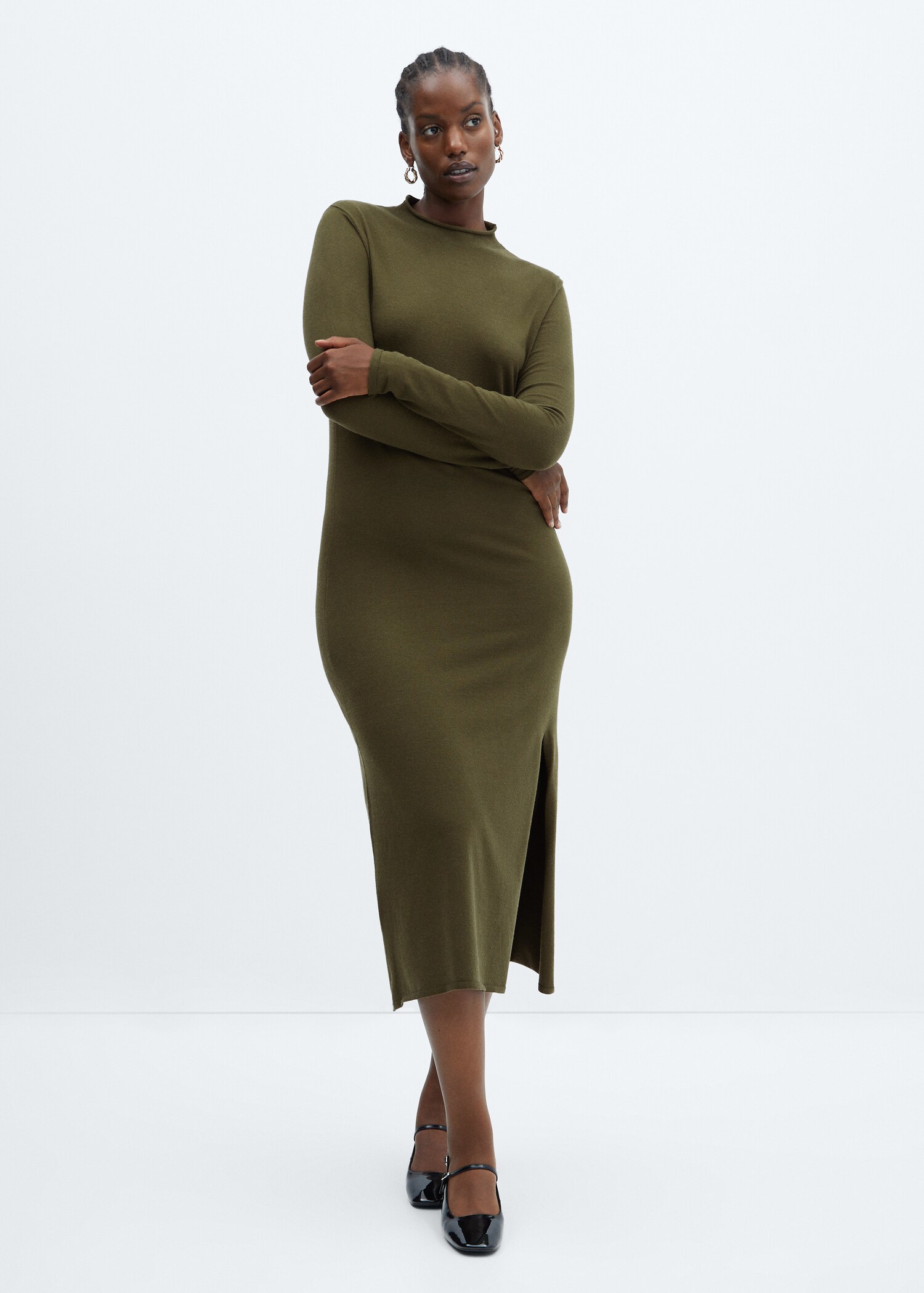 Knitted dress with side slit - Details of the article 3