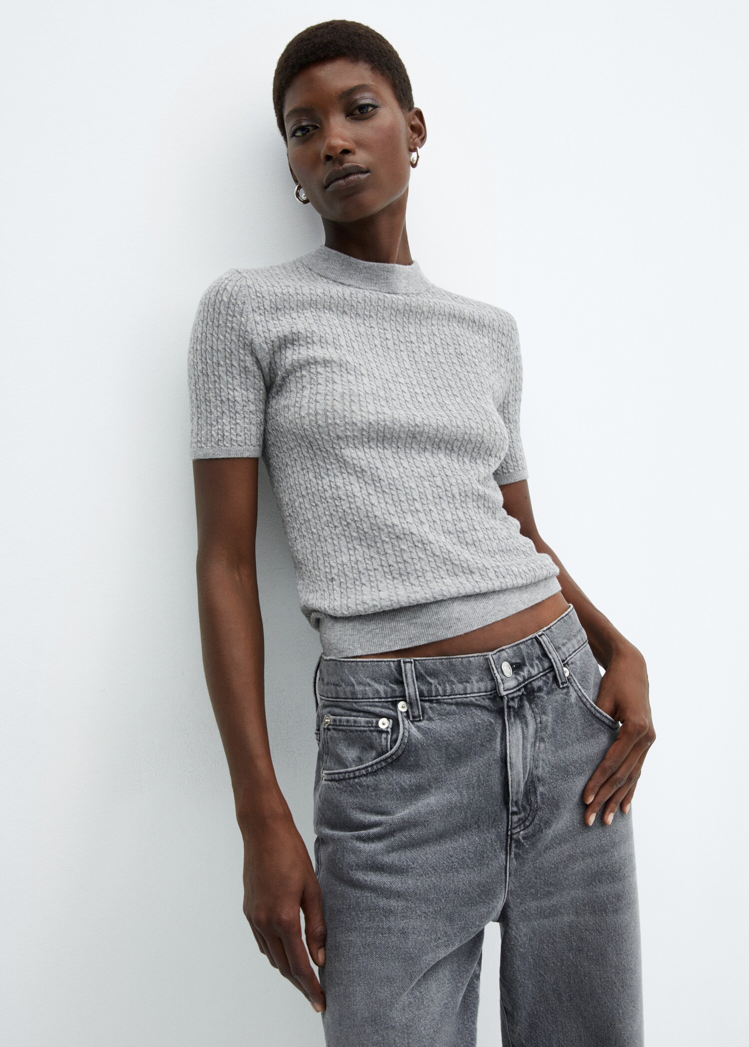 Pull-over laine torsades manches courtes - Détail de l'article 2