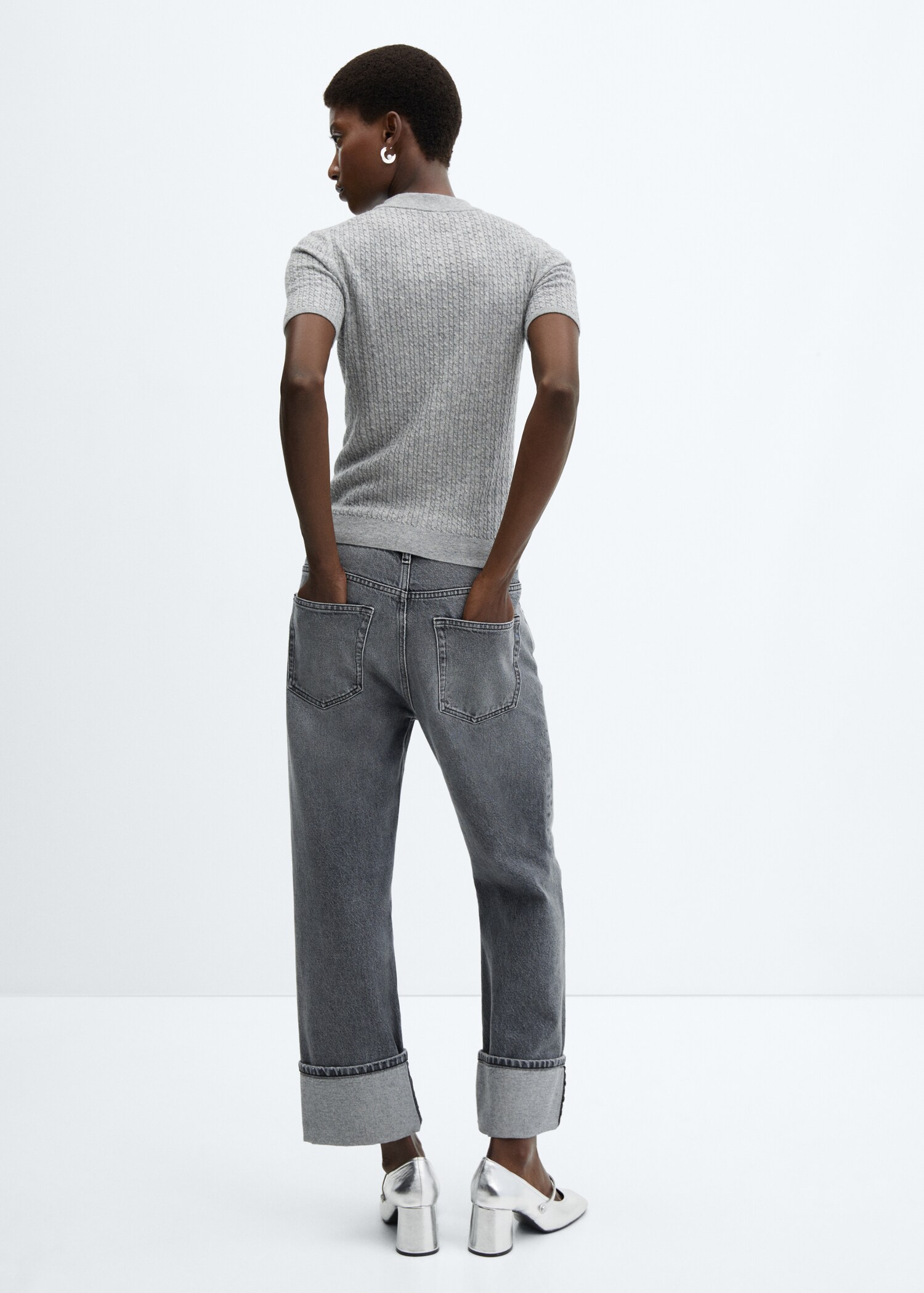 Pull-over laine torsades manches courtes - Verso de l’article