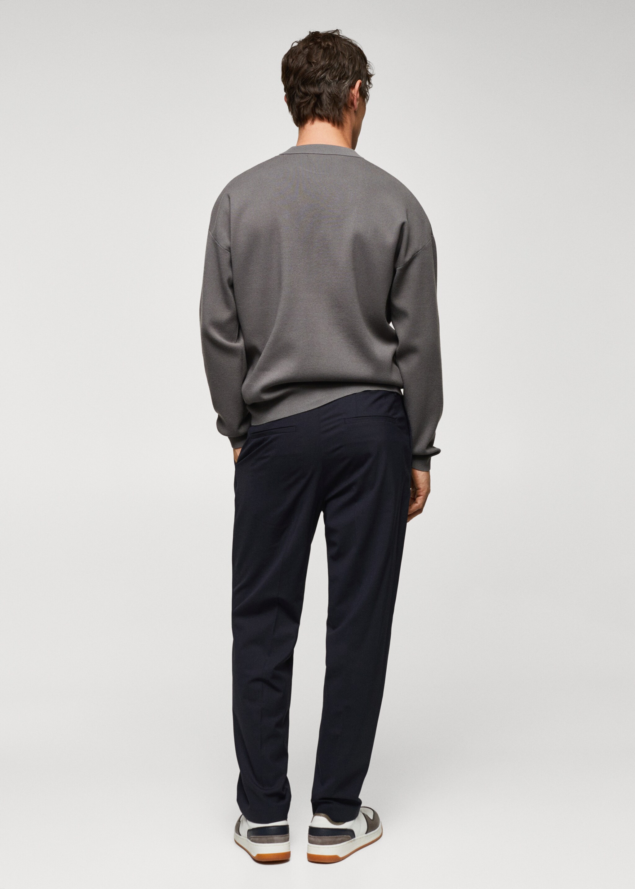 Relaxed-fit wool pants - Reverse of the article, Navy. Ref: 57015958-00.