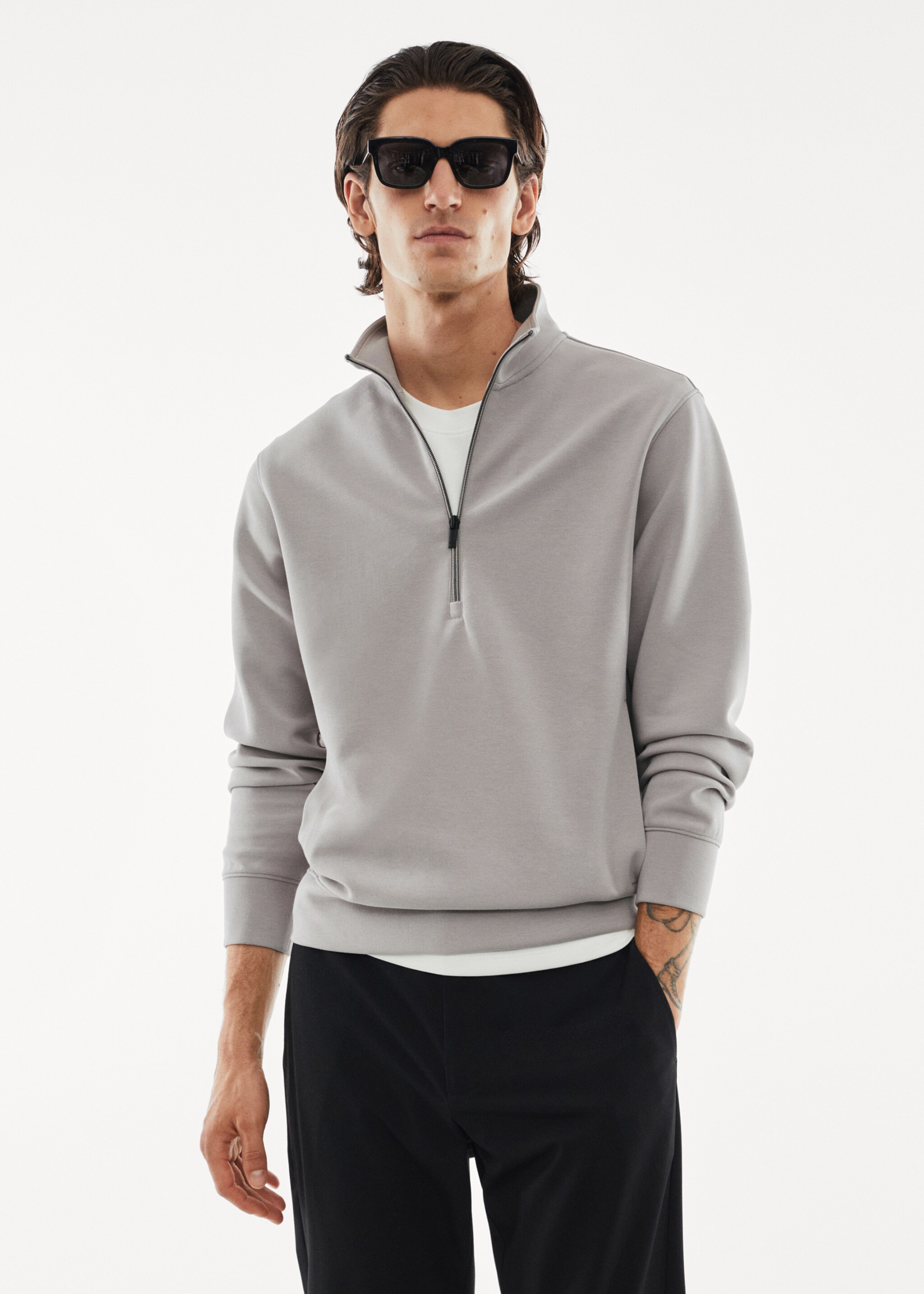 Atmungsaktives Sweatshirt mit Zip-Kragen - Mittlere Ansicht
