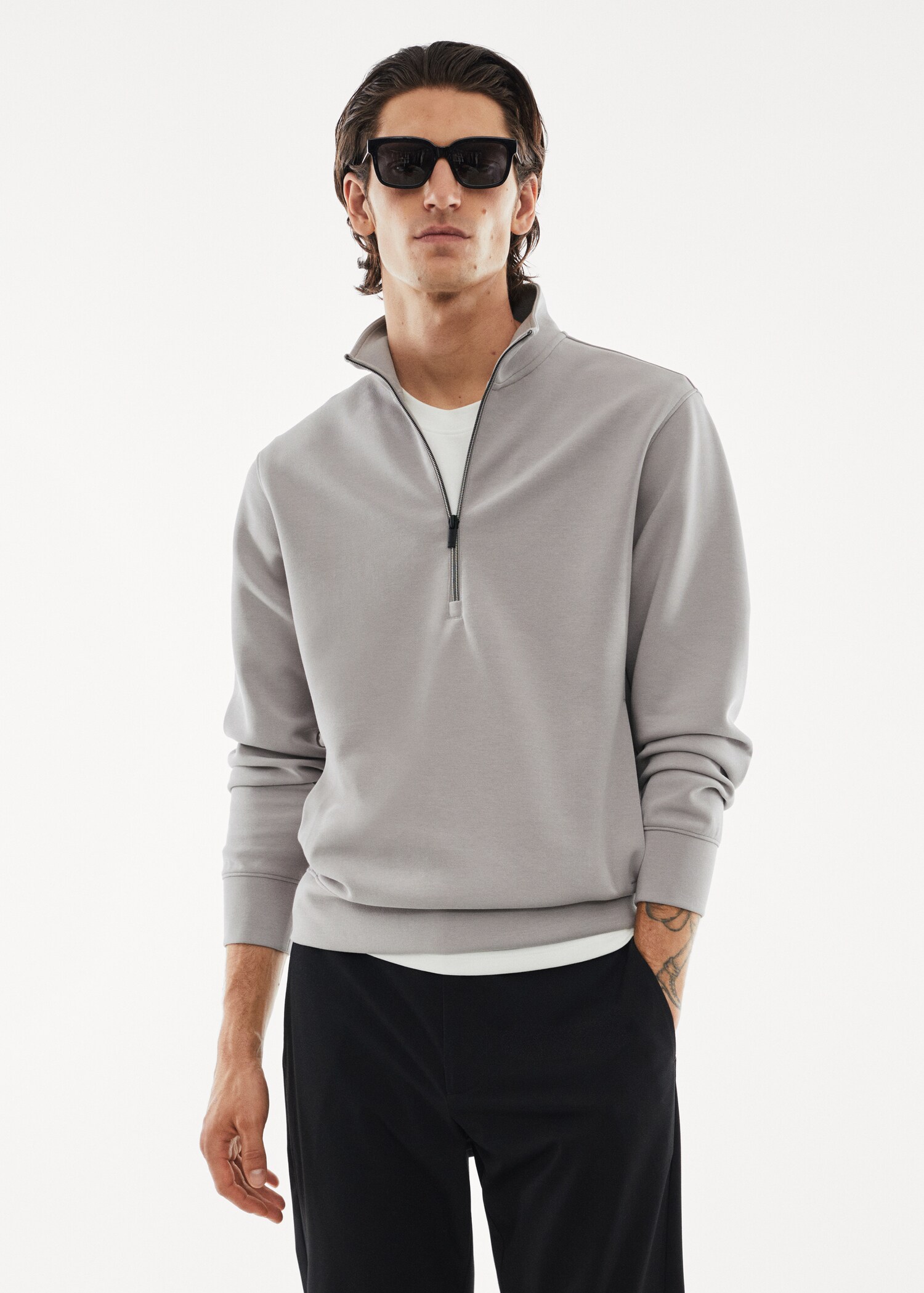 Atmungsaktives Sweatshirt mit Zip-Kragen - Mittlere Ansicht