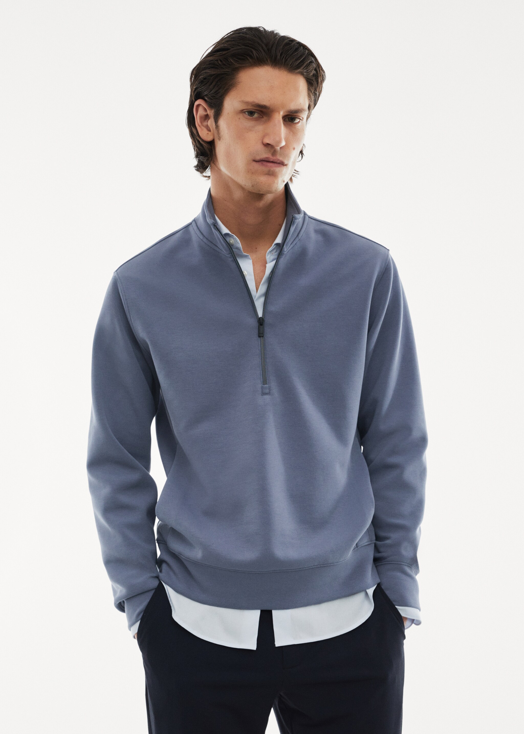 Atmungsaktives Sweatshirt mit Zip-Kragen - Mittlere Ansicht