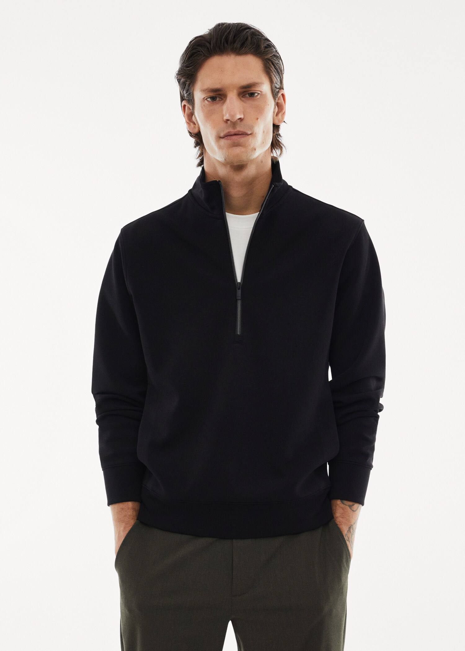 Atmungsaktives Sweatshirt mit Zip-Kragen - Mittlere Ansicht