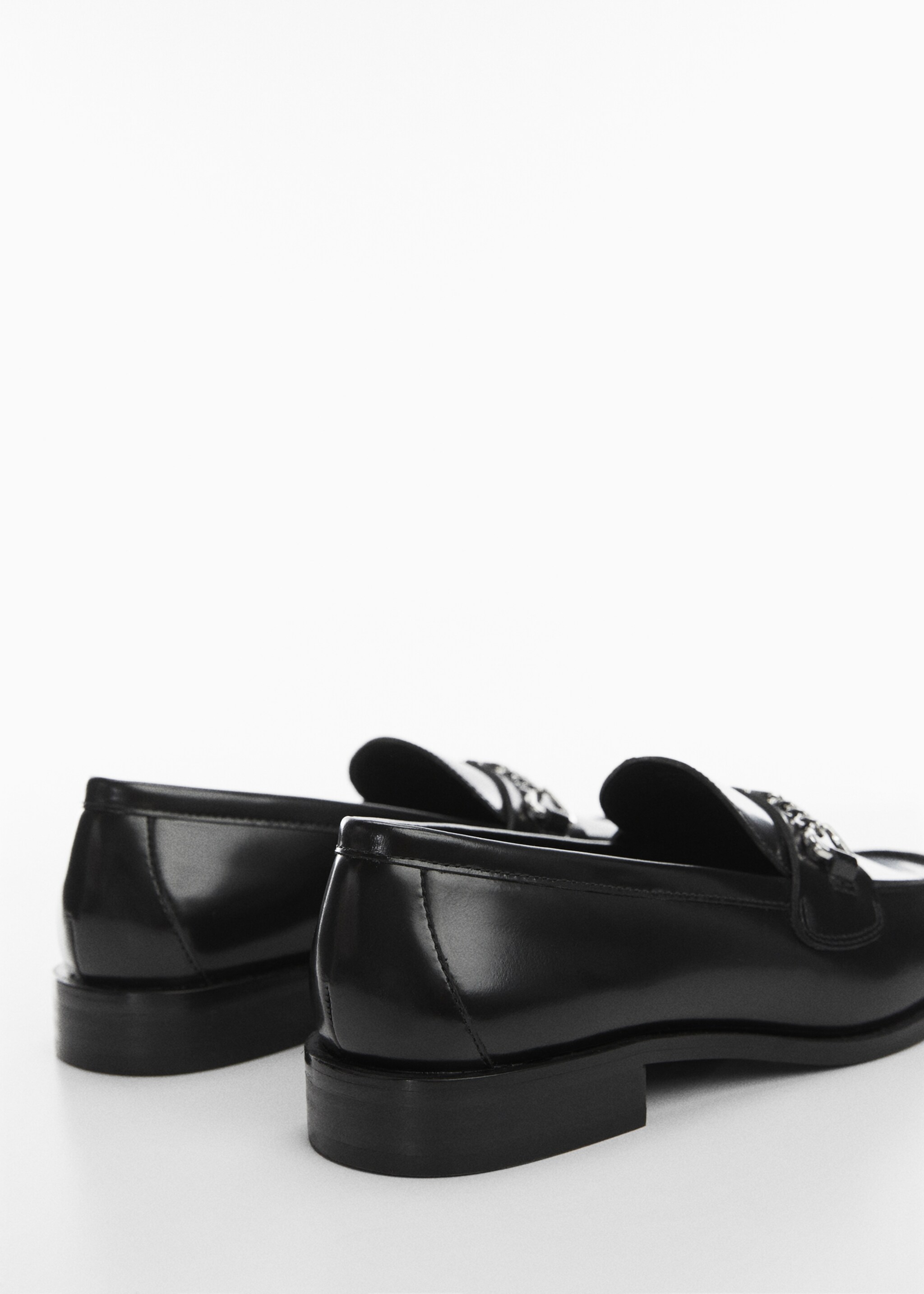 Leather loafers with chain - Details of the article 1, Black. Ref: 57015976-00.