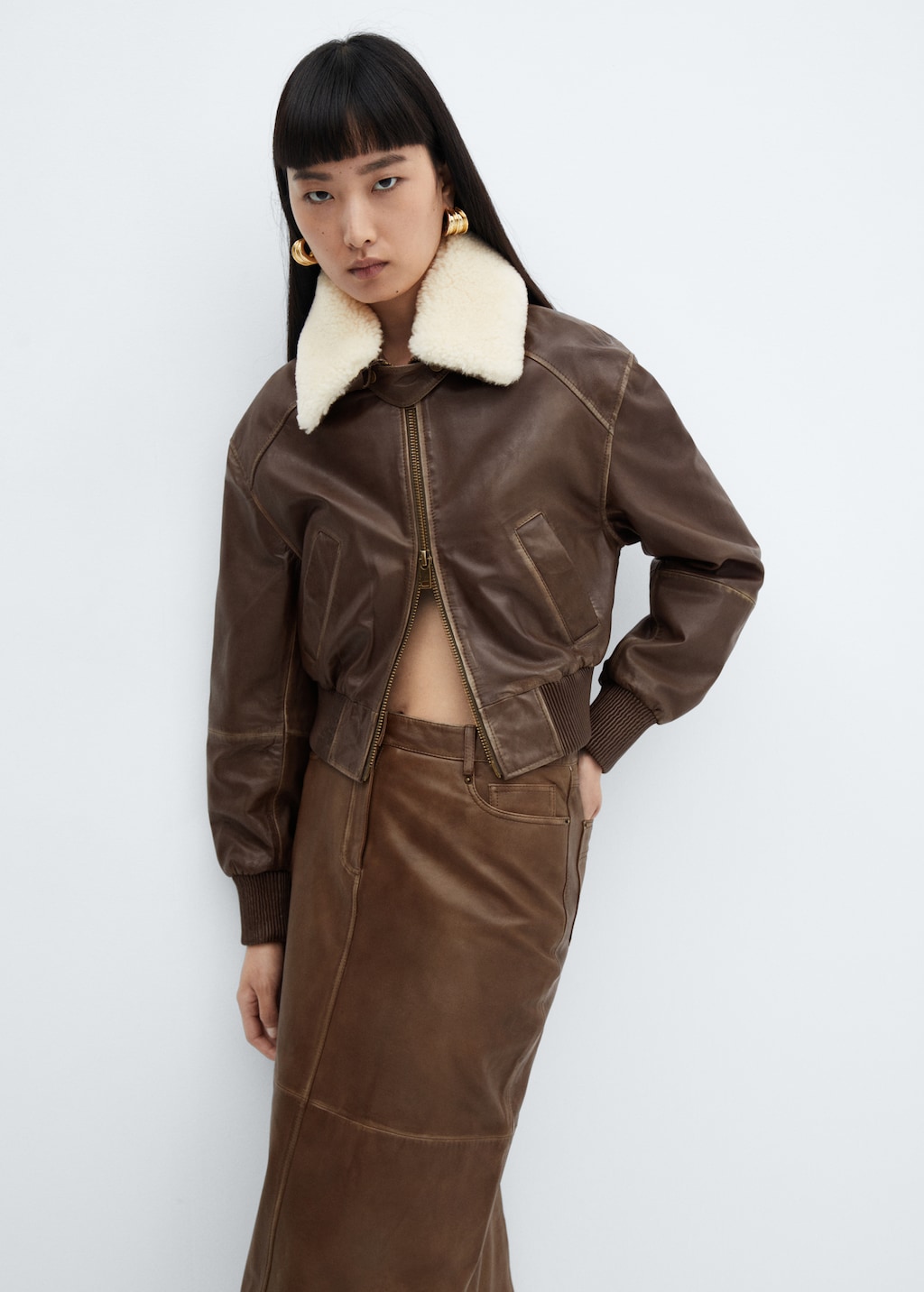 Jupe cuir mango outlet deals