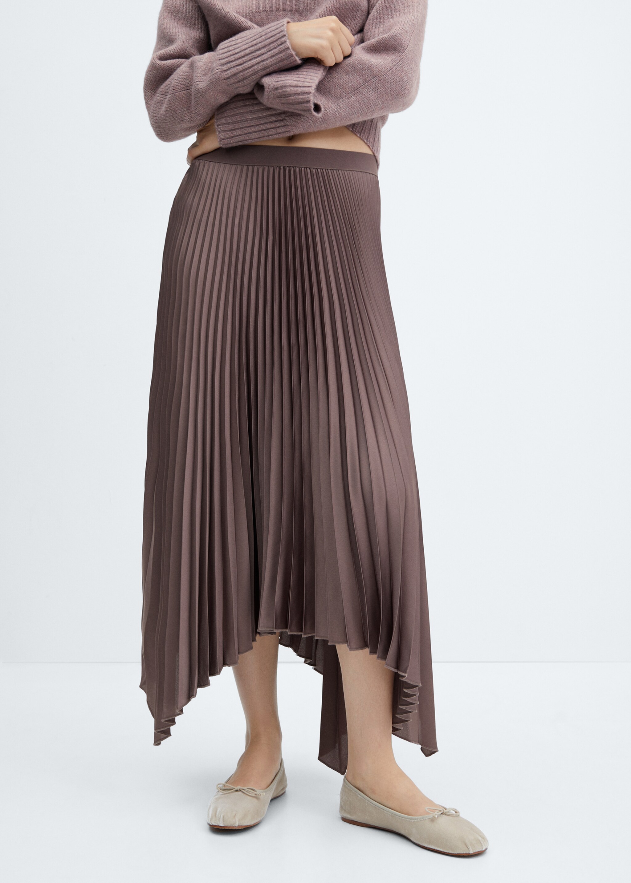 Irregular pleated skirt - Medium plane, Medium Brown. Ref: 57016018-00.