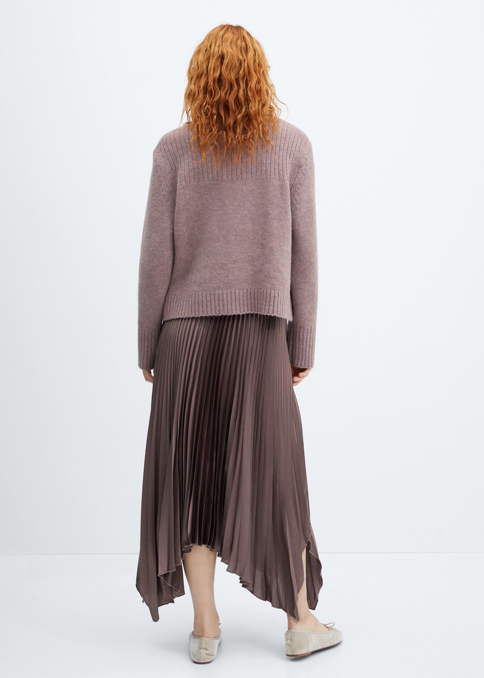 Irregular pleated skirt - Reverse of the article, Medium Brown. Ref: 57016018-00.