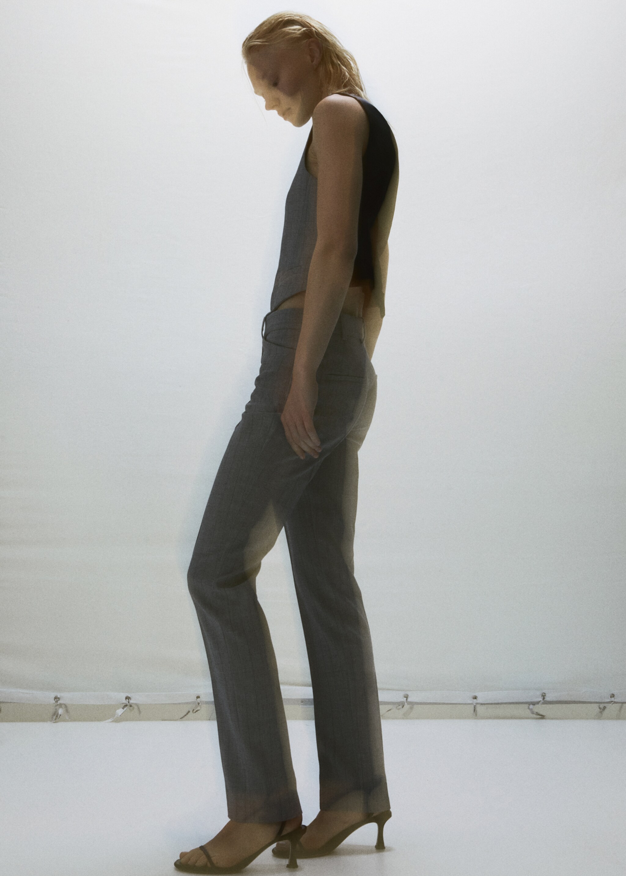 Pinstripe suit trousers - Details of the article 6, Light Heather Grey. Ref: 57016028-00.