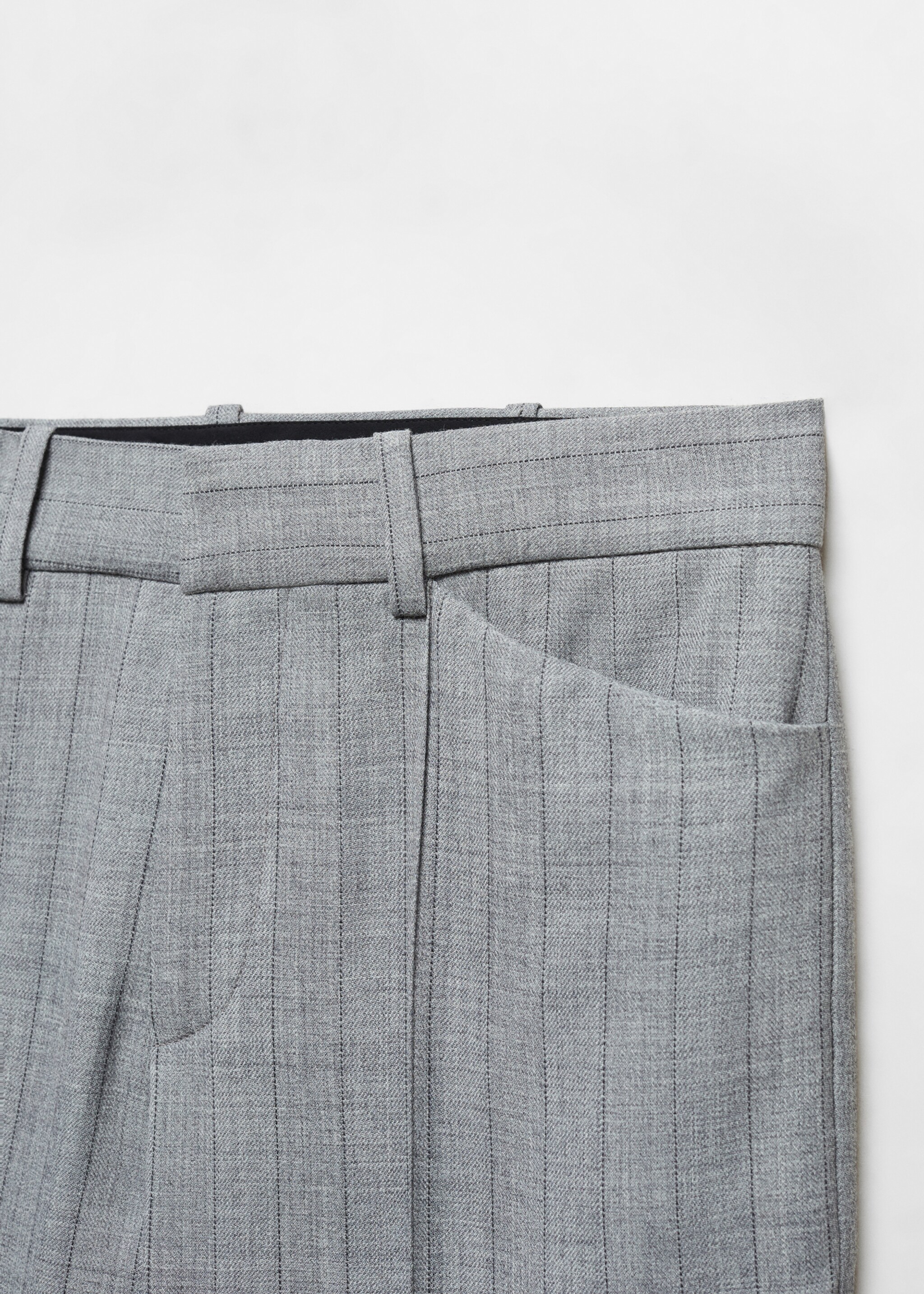 Pinstripe suit trousers - Details of the article 8, Light Heather Grey. Ref: 57016028-00.