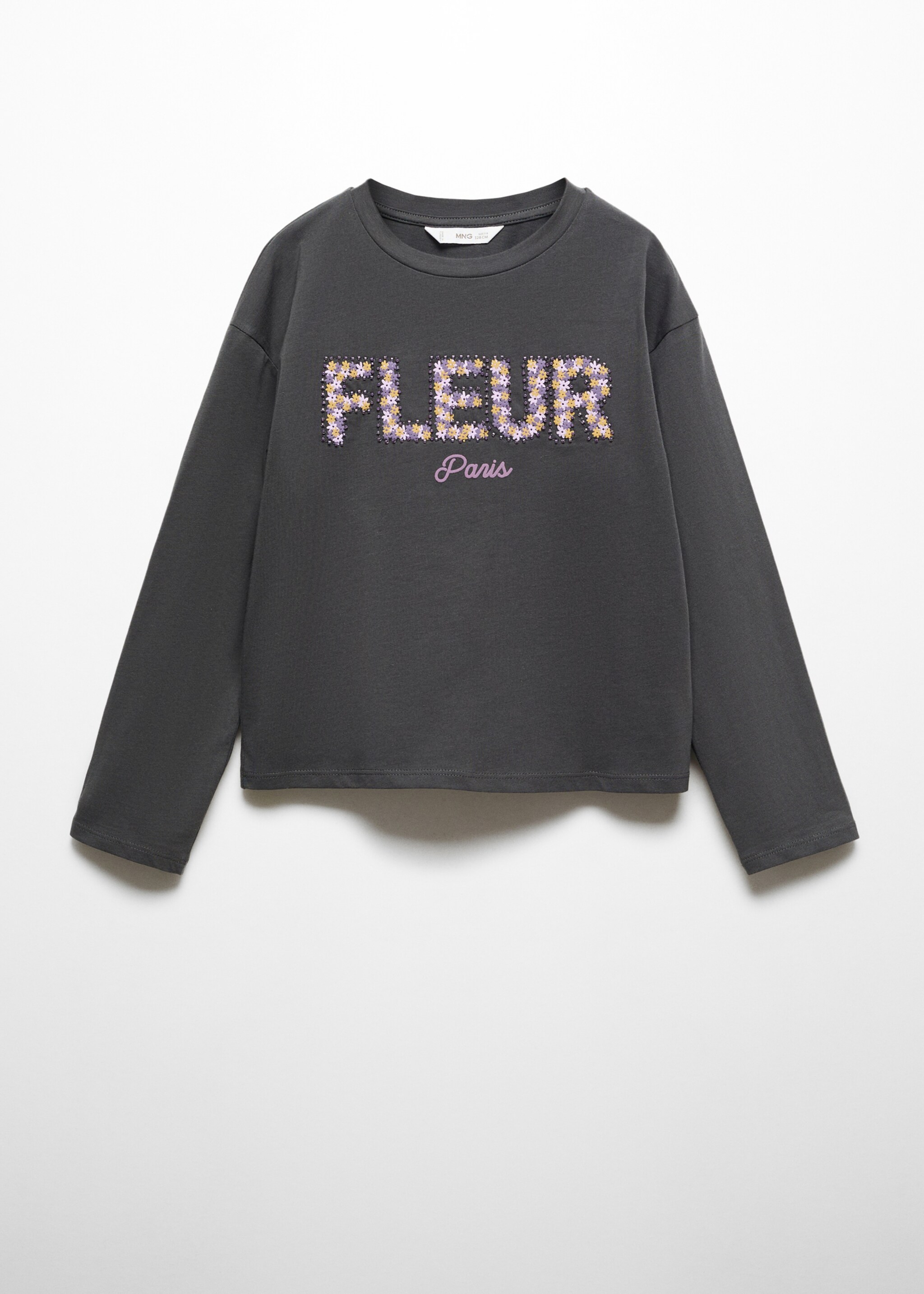 Printed long sleeve t-shirt - Article without model, Charcoal. Ref: 57016315-00.