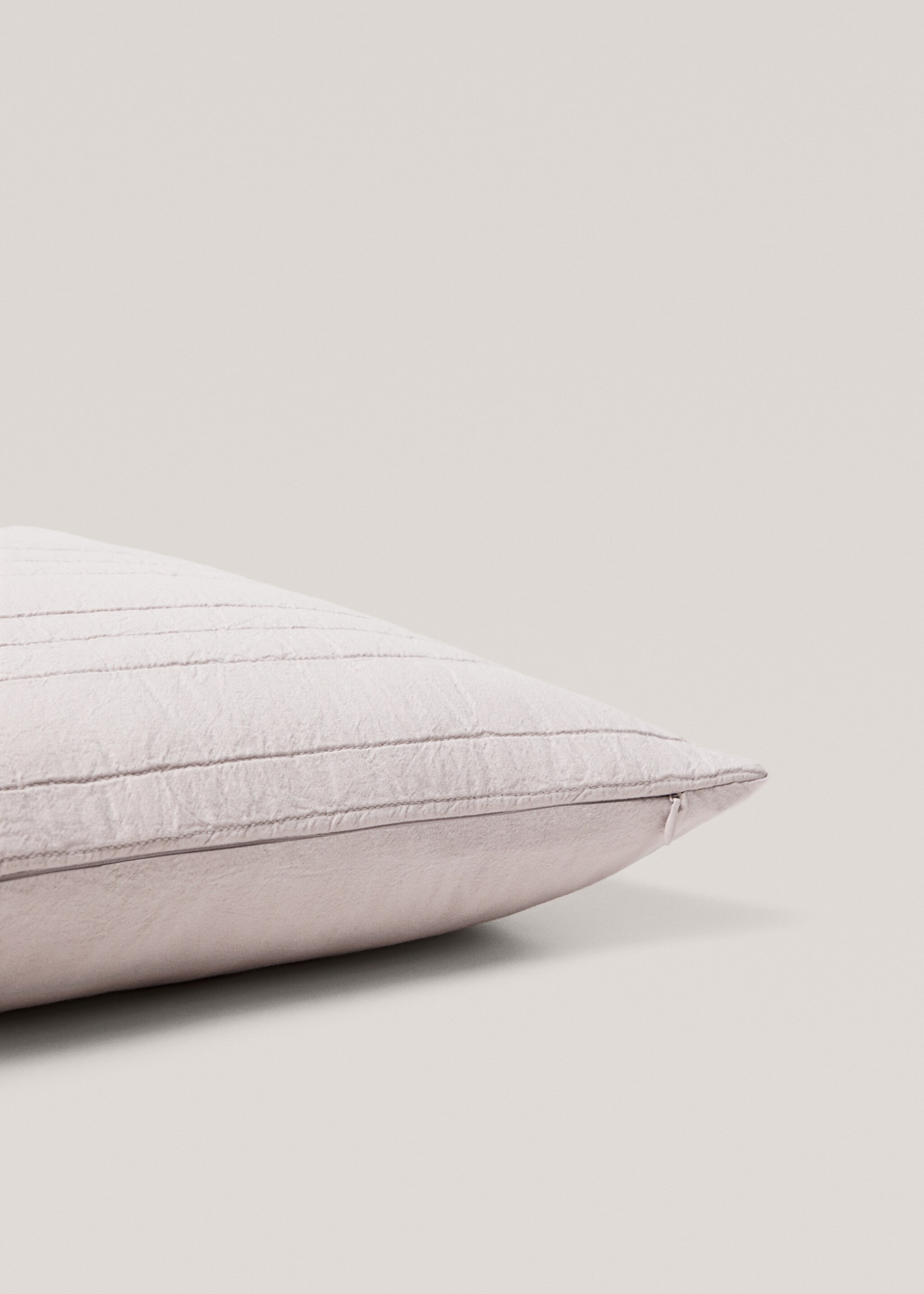 Padded cotton cushion cover - Details of the article 1, Beige. Ref: 57016329-00.