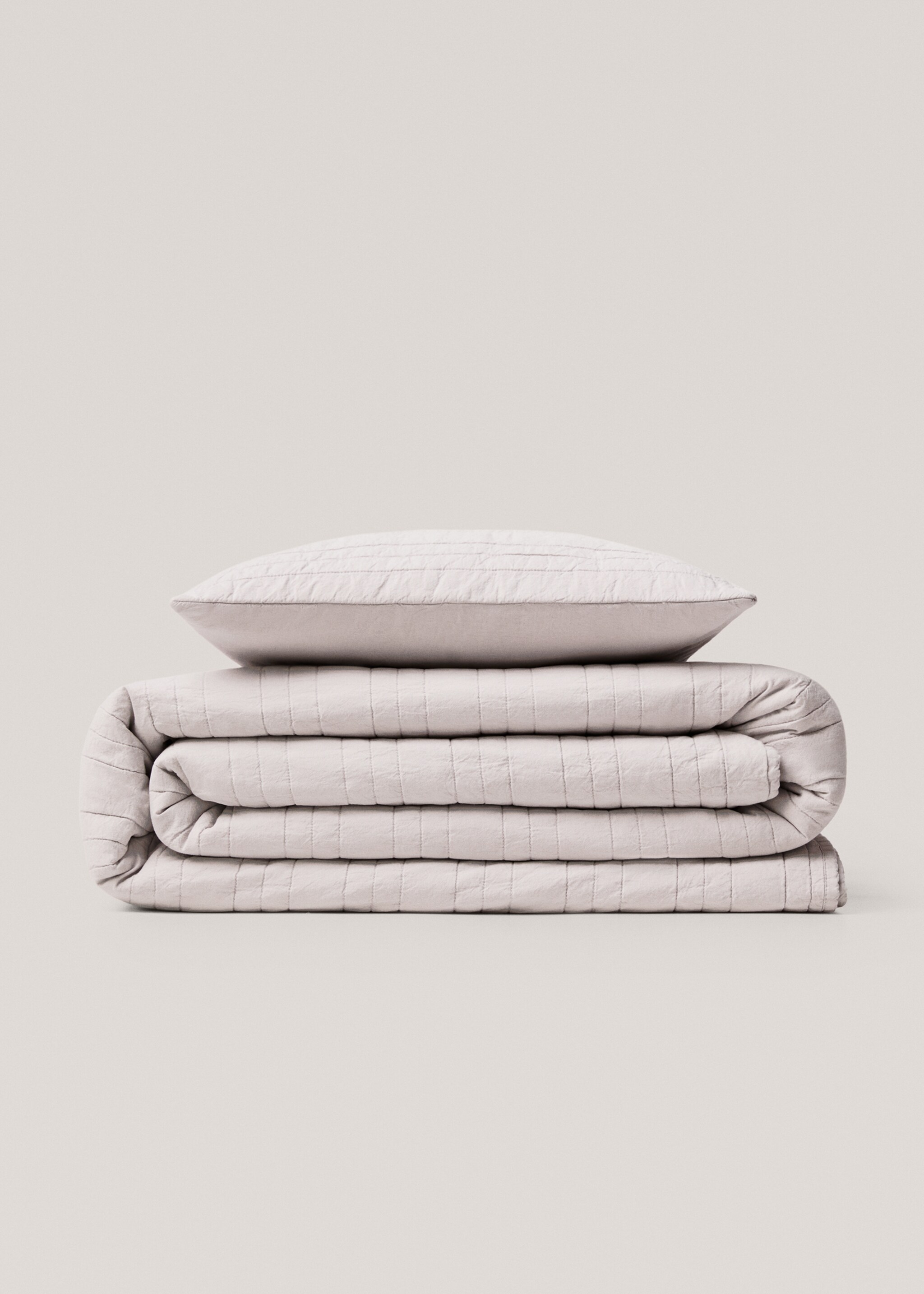 Padded cotton cushion cover - Details of the article 4, Beige. Ref: 57016329-00.