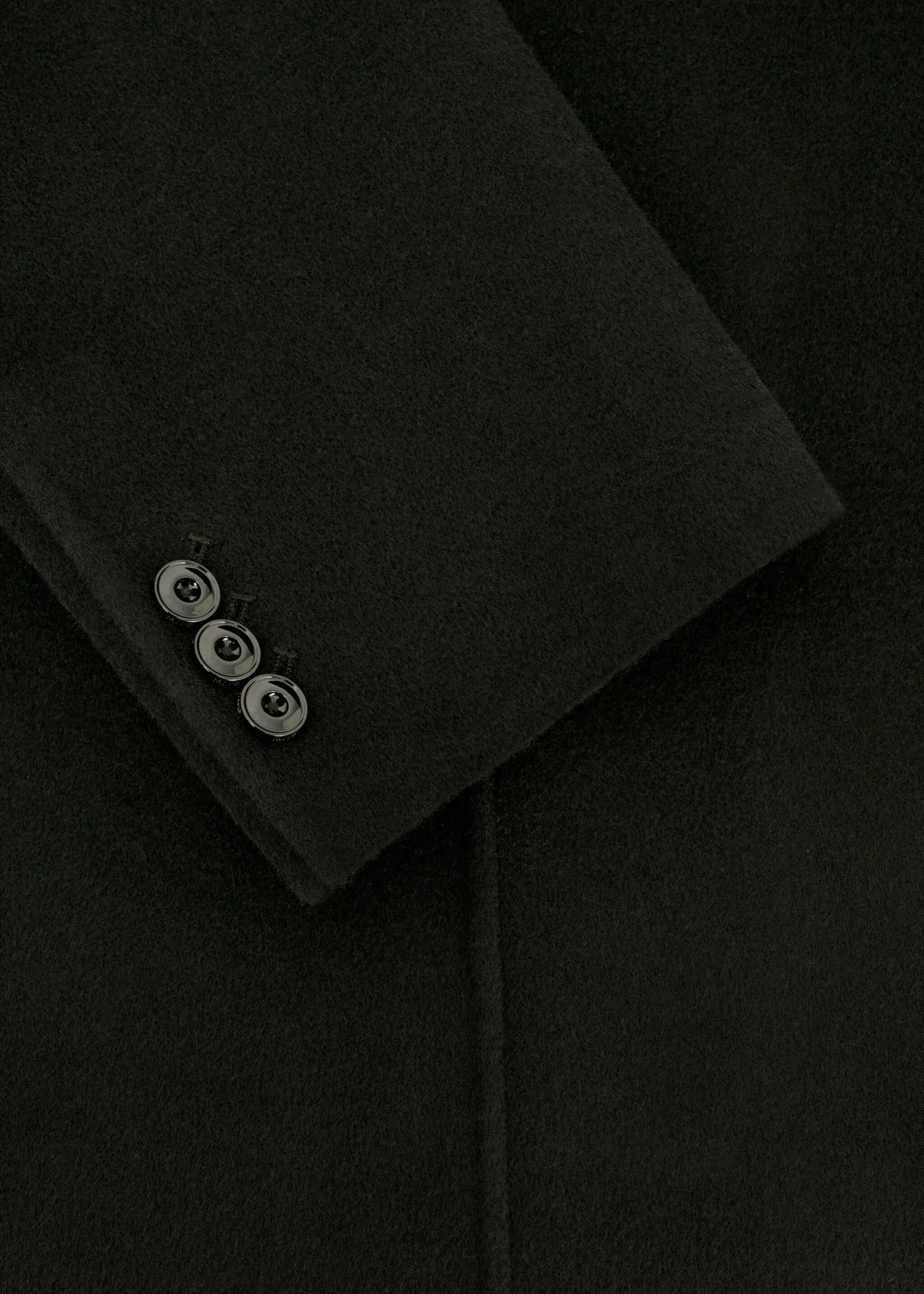 Double-breasted virgin wool coat - Details of the article 8, Black. Ref: 57016715-00.