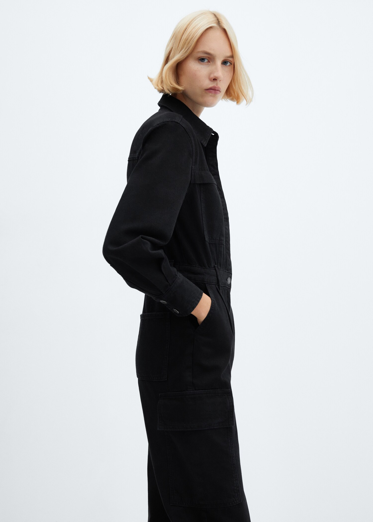Denim cargo jumpsuit - Medium plane