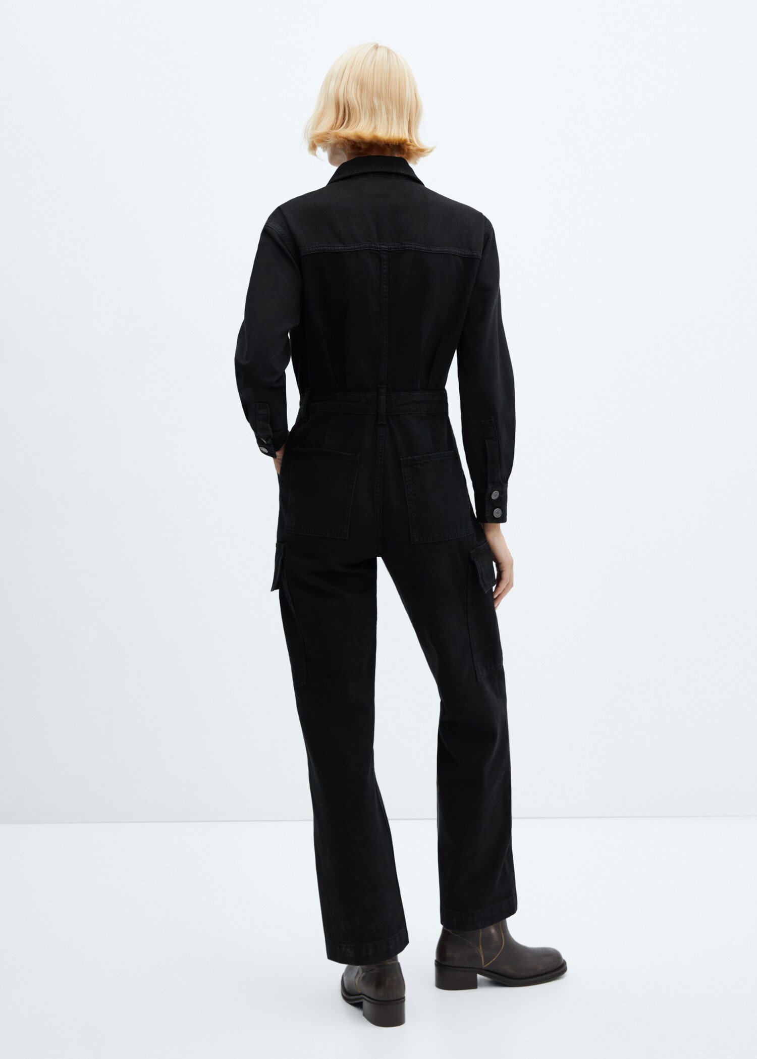 Denim cargo jumpsuit - Reverse of the article