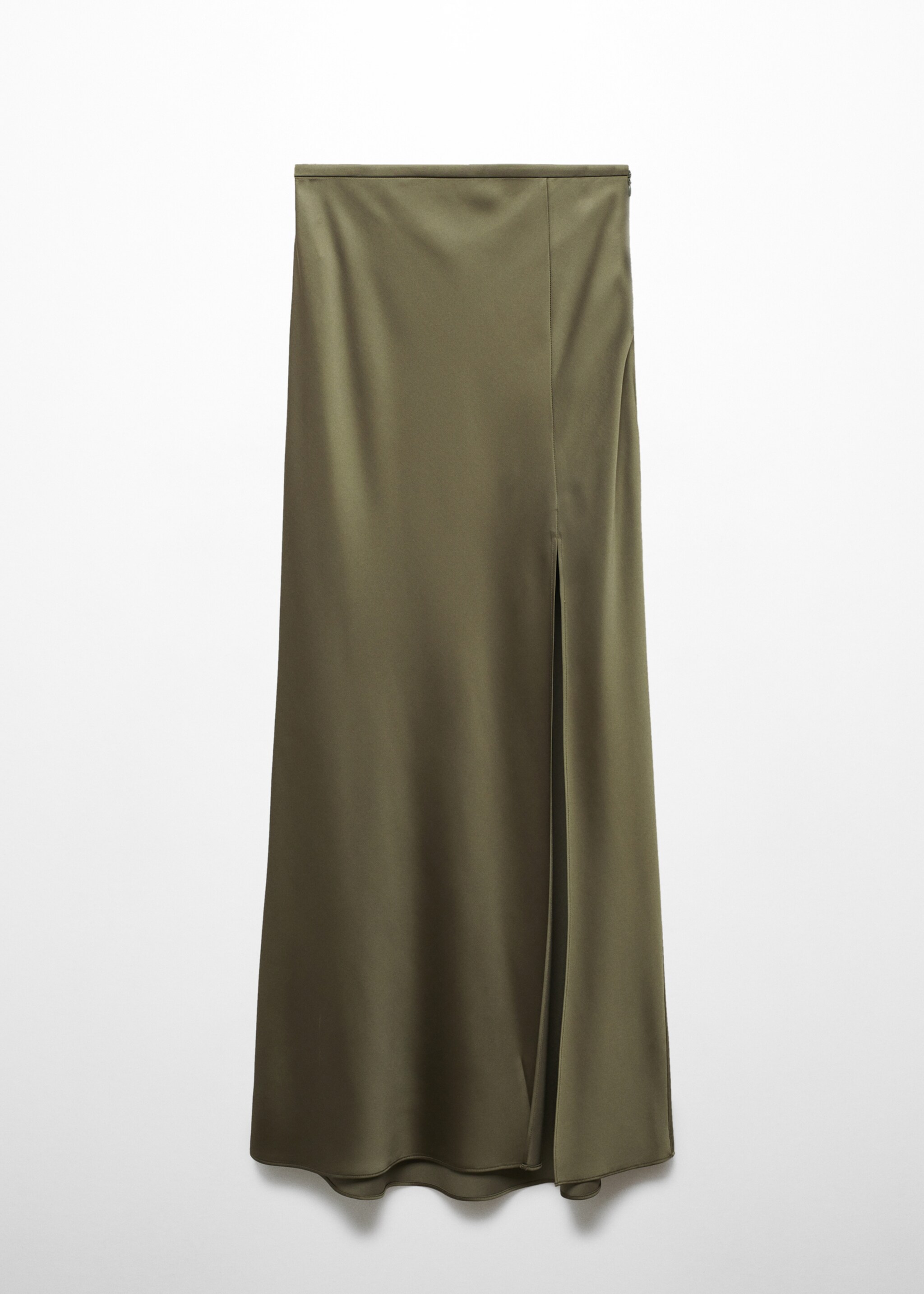 Satin skirt with side slit - Article without model, Green. Ref: 57016717-00.