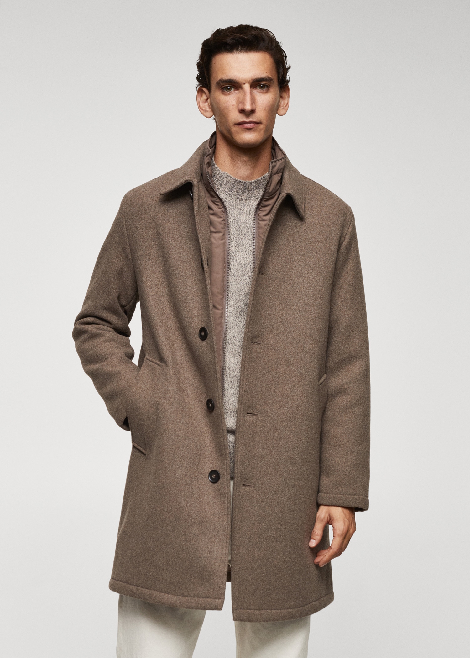 Thermoregulating wool coat Men MANGO OUTLET Romania
