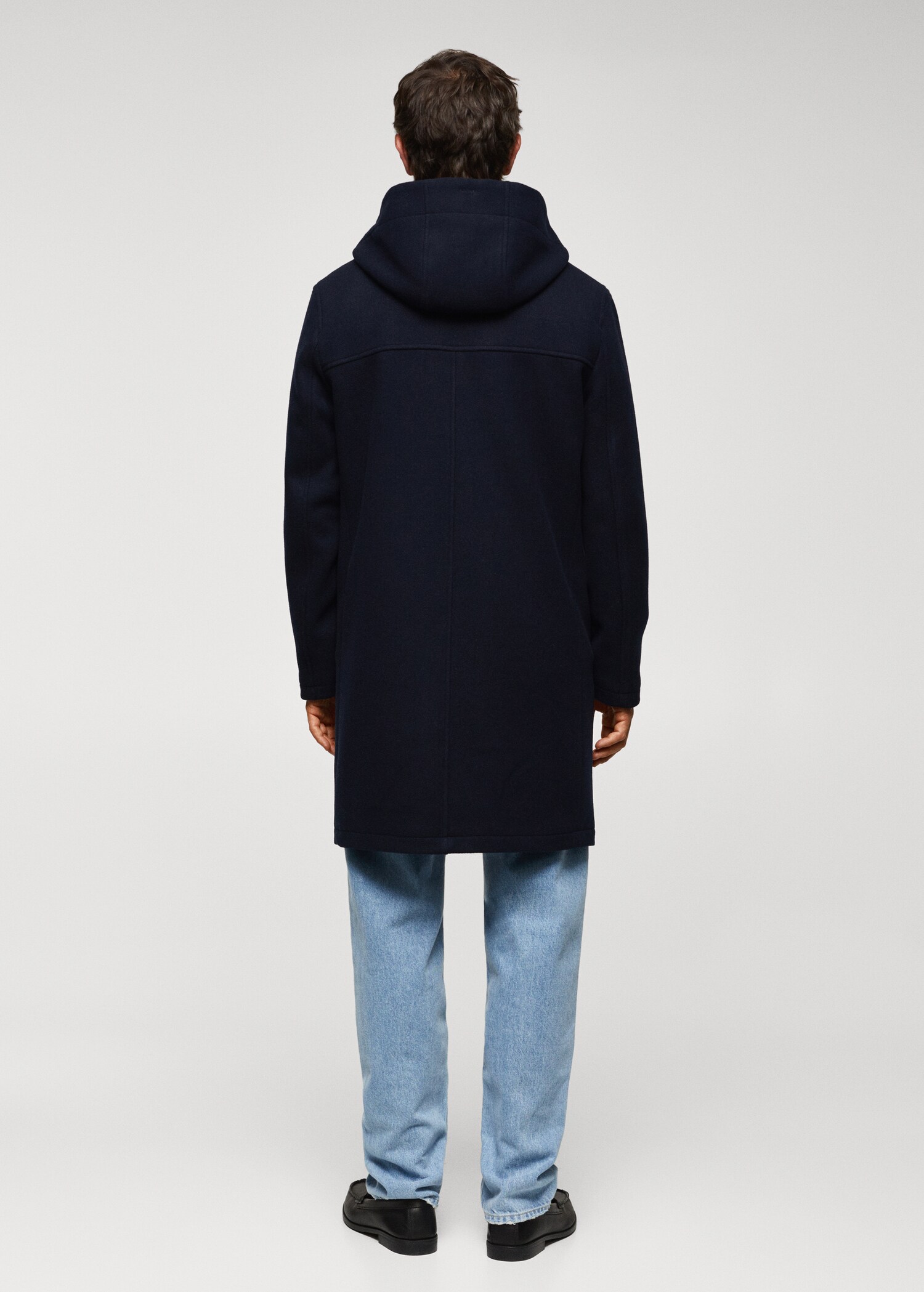 Recycled wool coat with hood - Reverse of the article