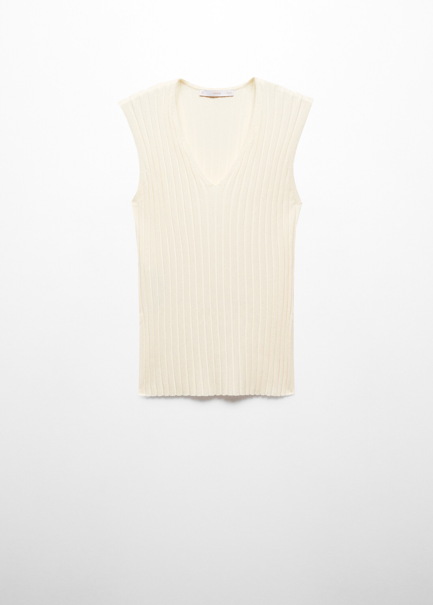 Ribbed V-neck top - Article without model