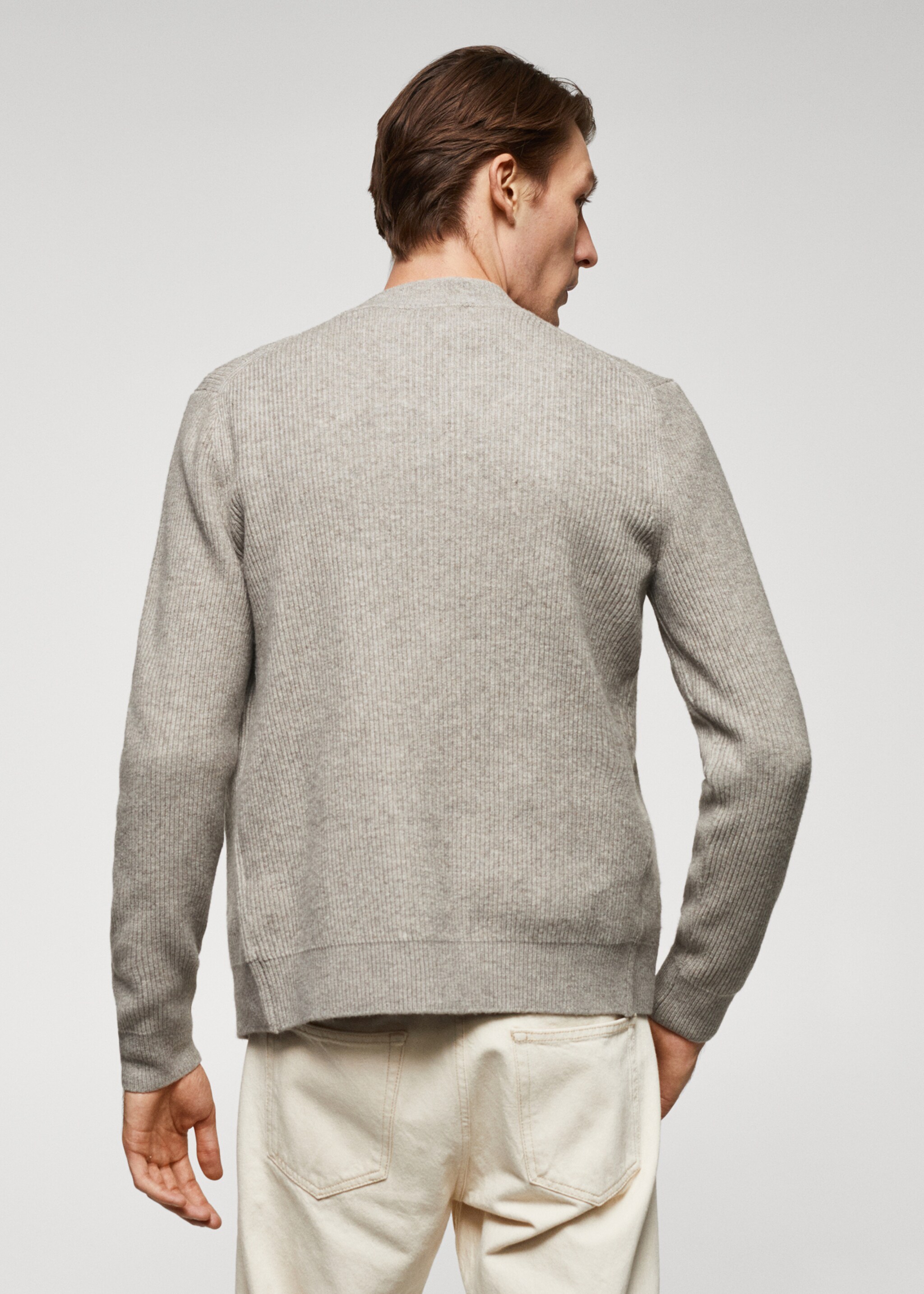 Cardigan de mistura de lã canelado - Verso do artigo