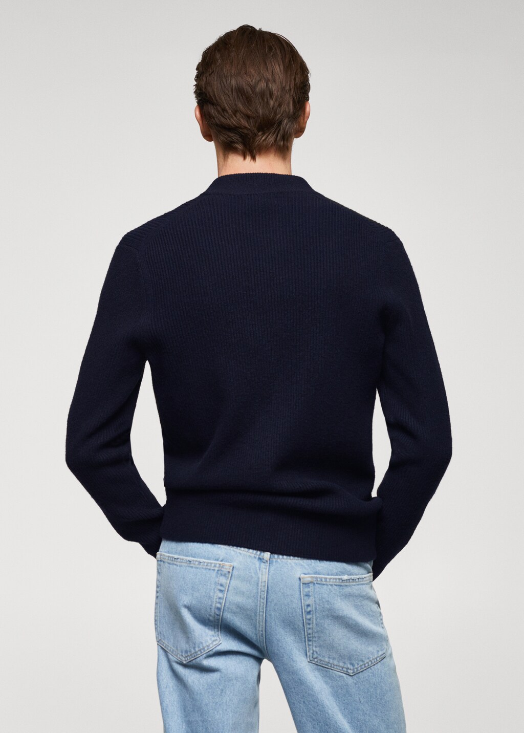 Wool blend ribbed cardigan