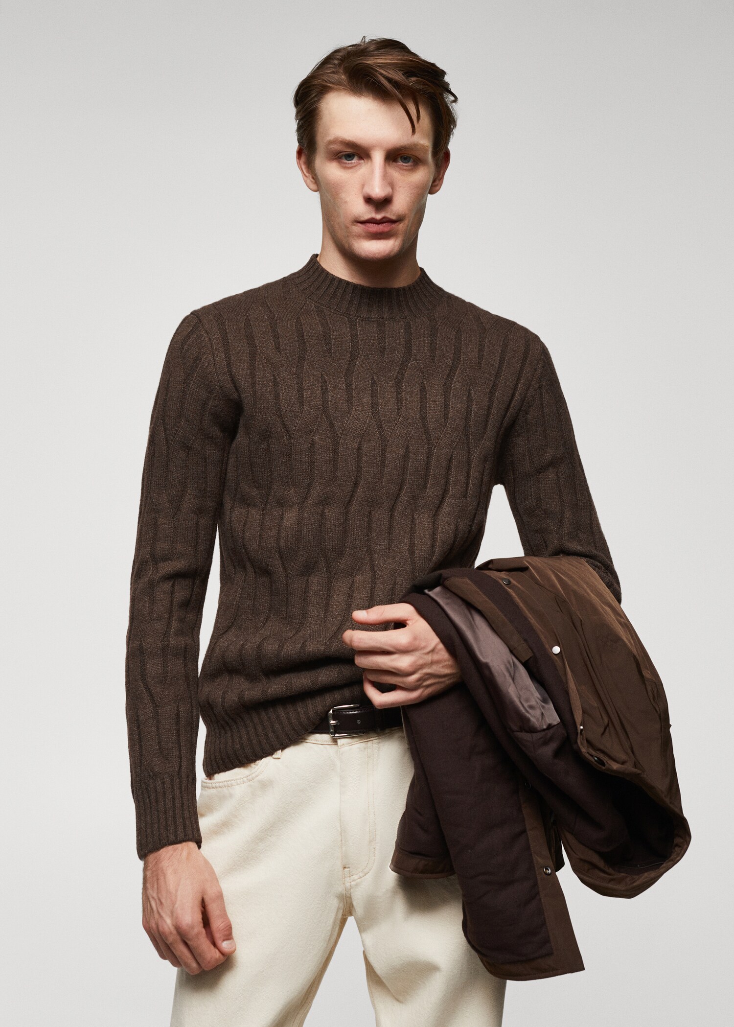 Braided wool-blend sweater - Medium plane