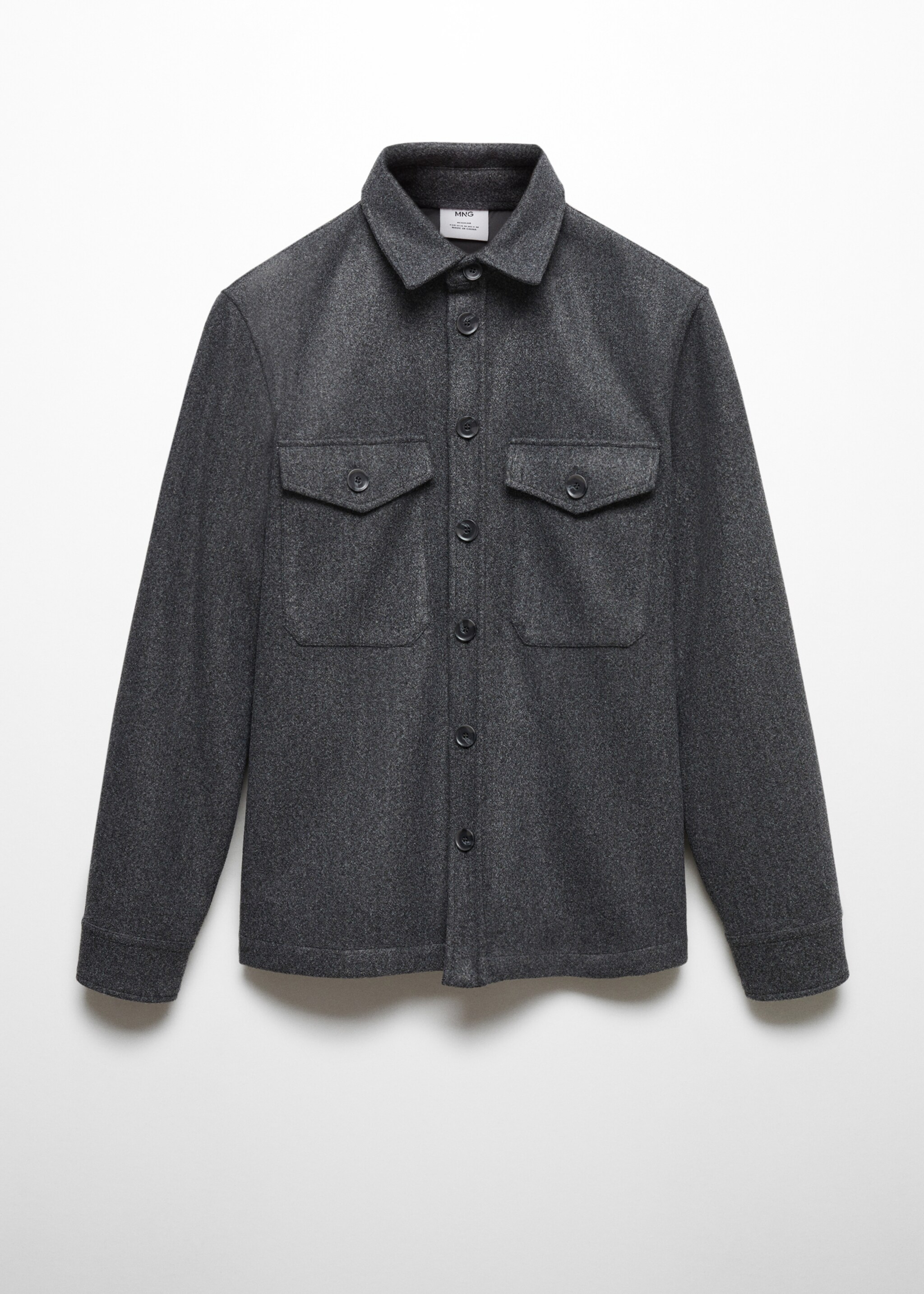 Flannel overshirt with pockets - Article without model, Charcoal. Ref: 57017738-00.