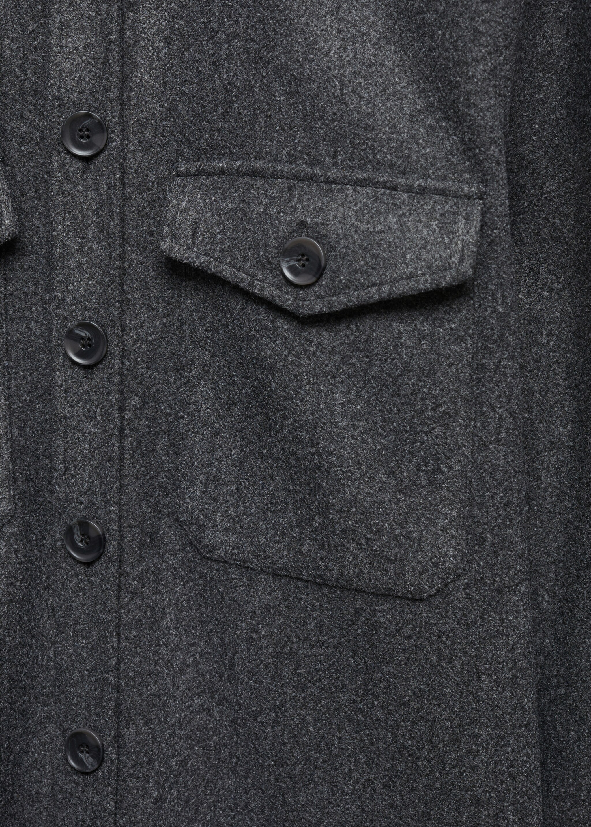 Flannel overshirt with pockets - Details of the article 8, Charcoal. Ref: 57017738-00.