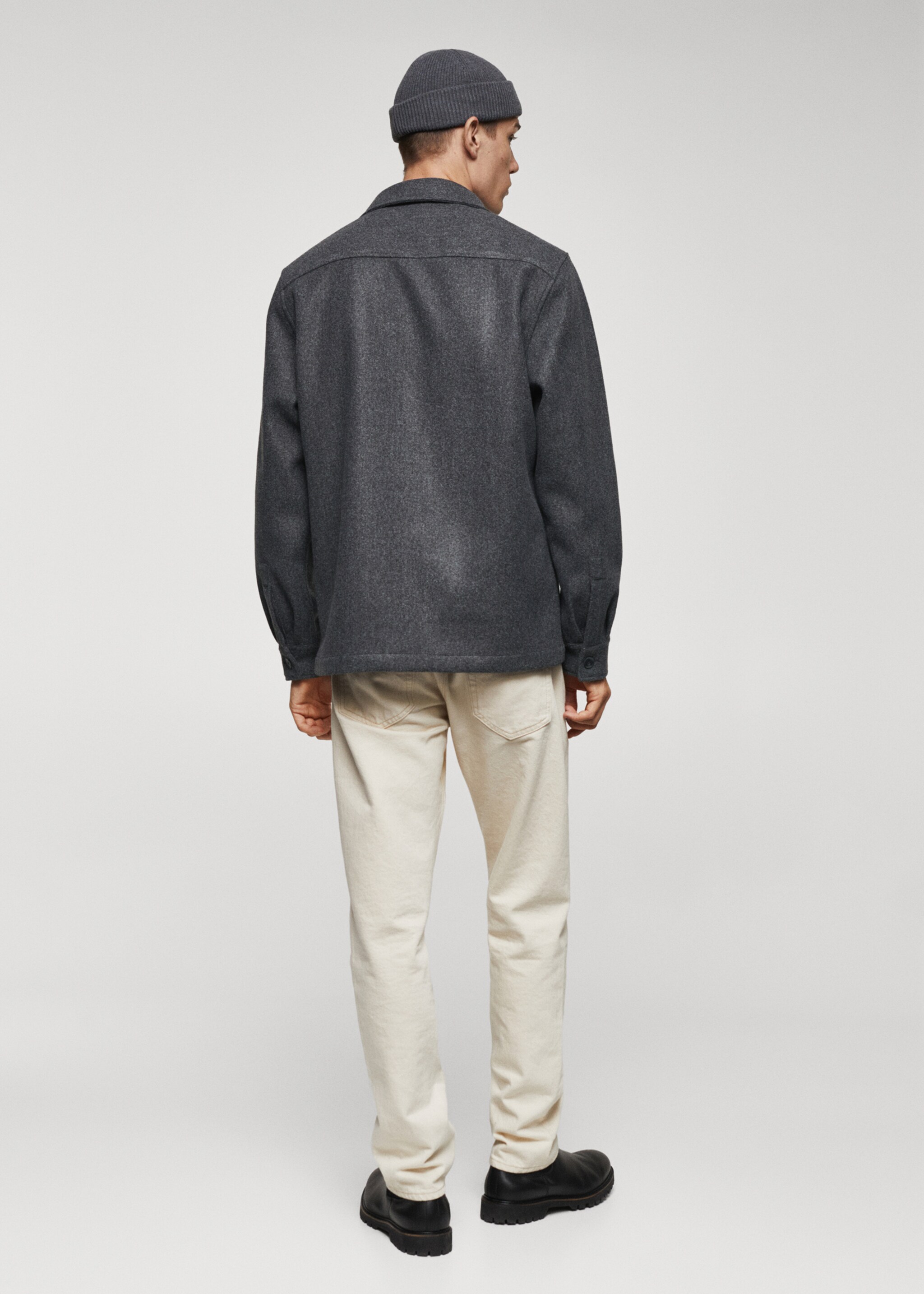 Flannel overshirt with pockets - Reverse of the article, Charcoal. Ref: 57017738-00.