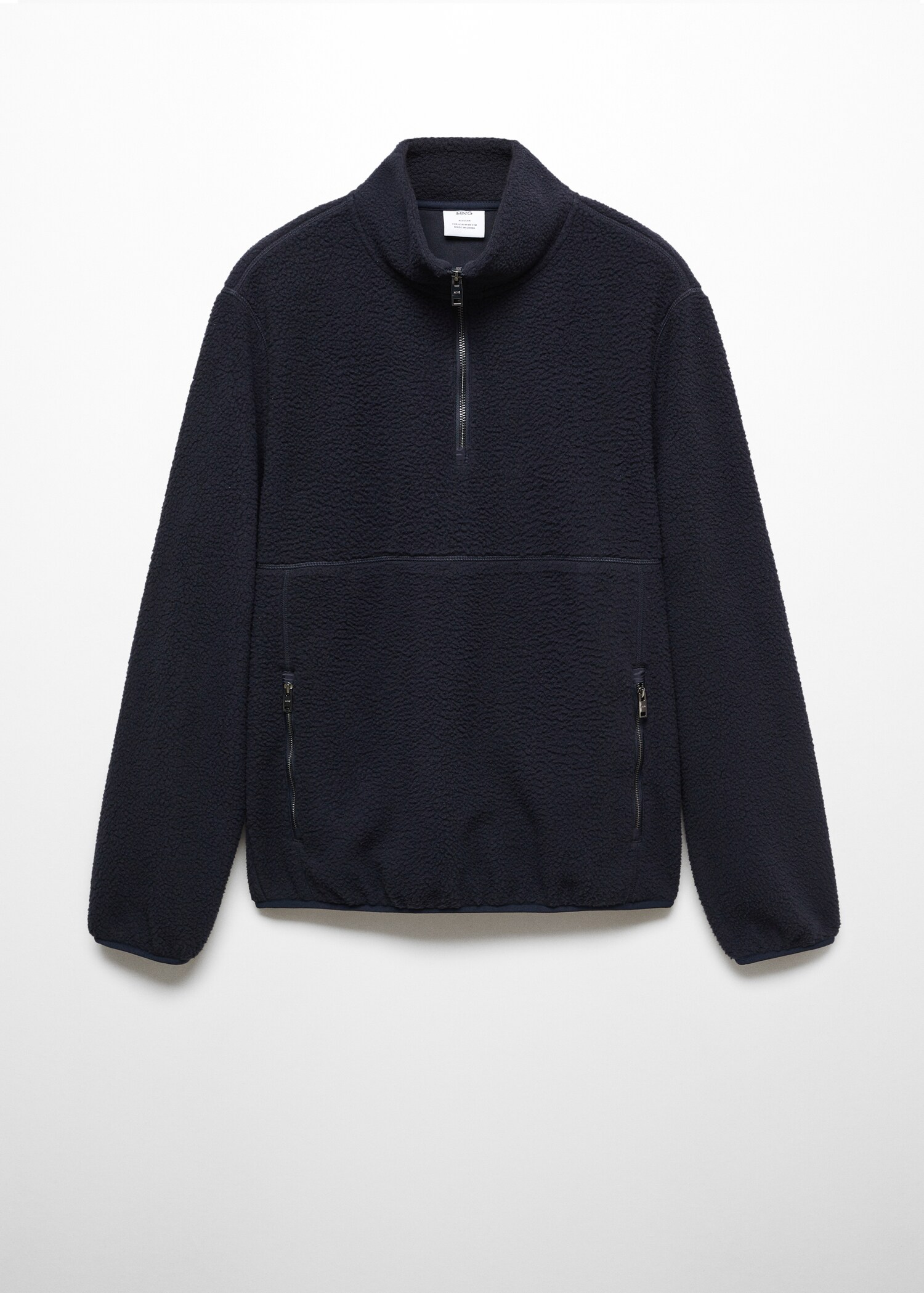 Zip-neck fleece sweatshirt - Article without model