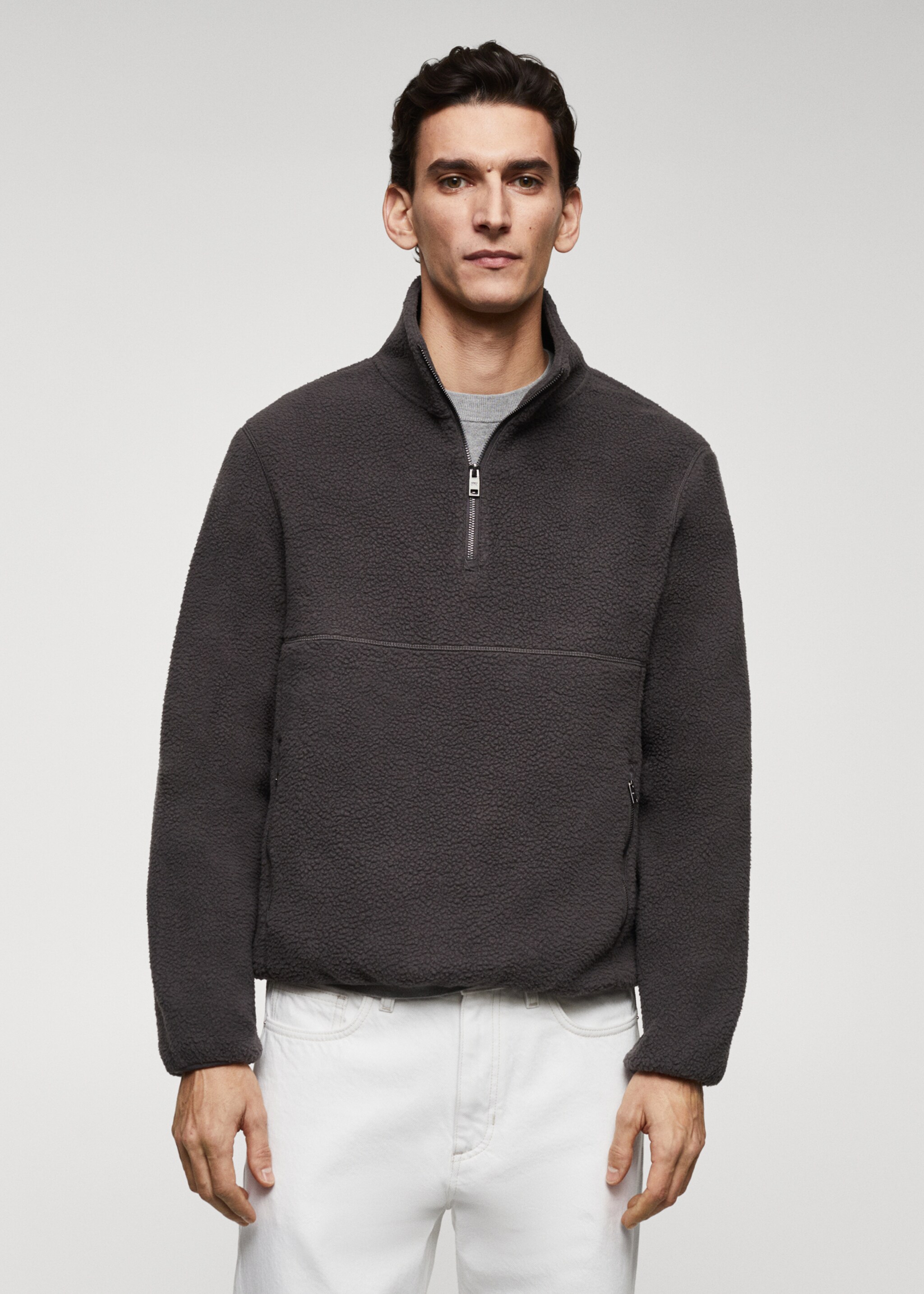 Felpa pile collo zip - Piano medio