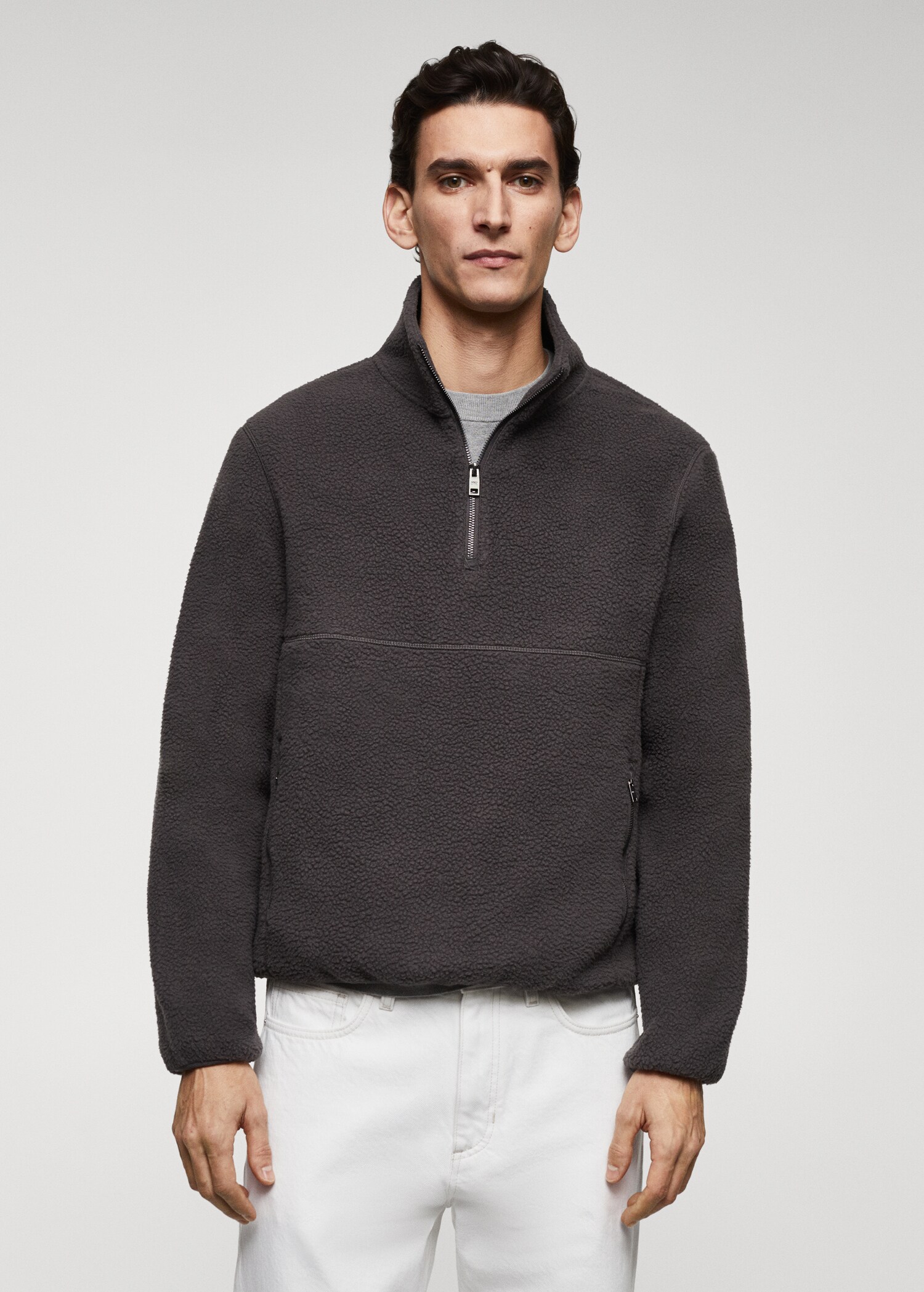Zip-neck fleece sweatshirt - Medium plane