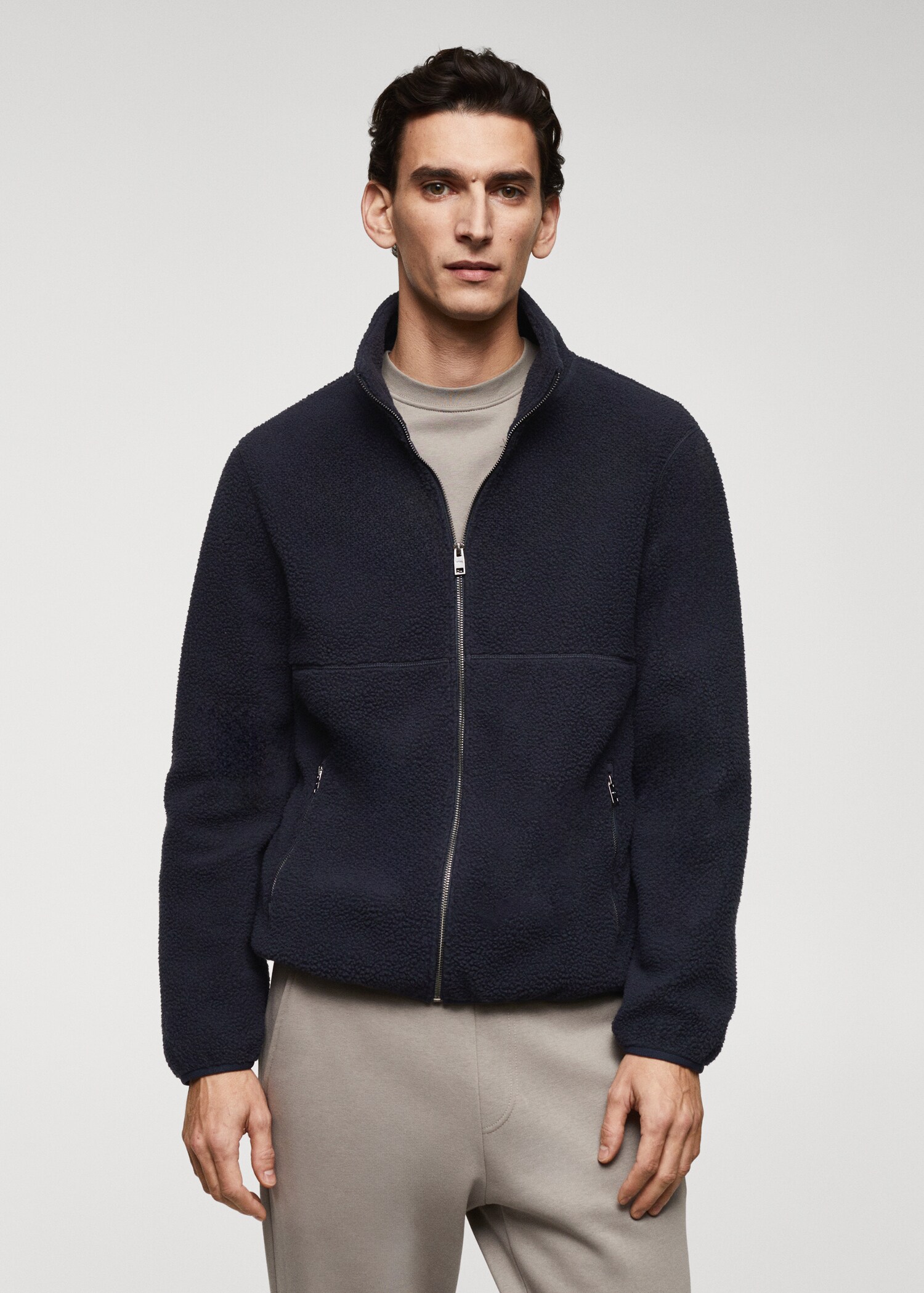 Felpa pile collo zip - Piano medio