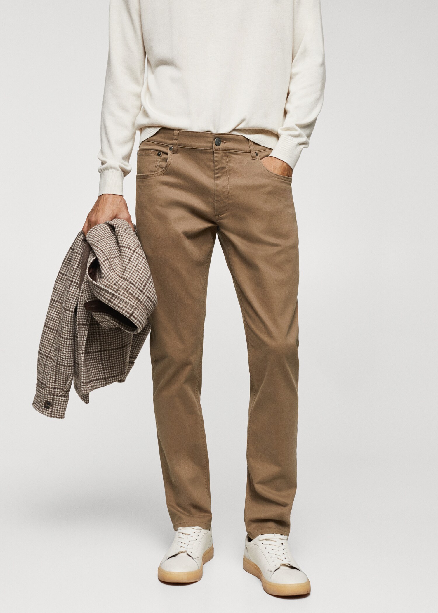 Slim-fit stretch cotton trousers - Medium plane