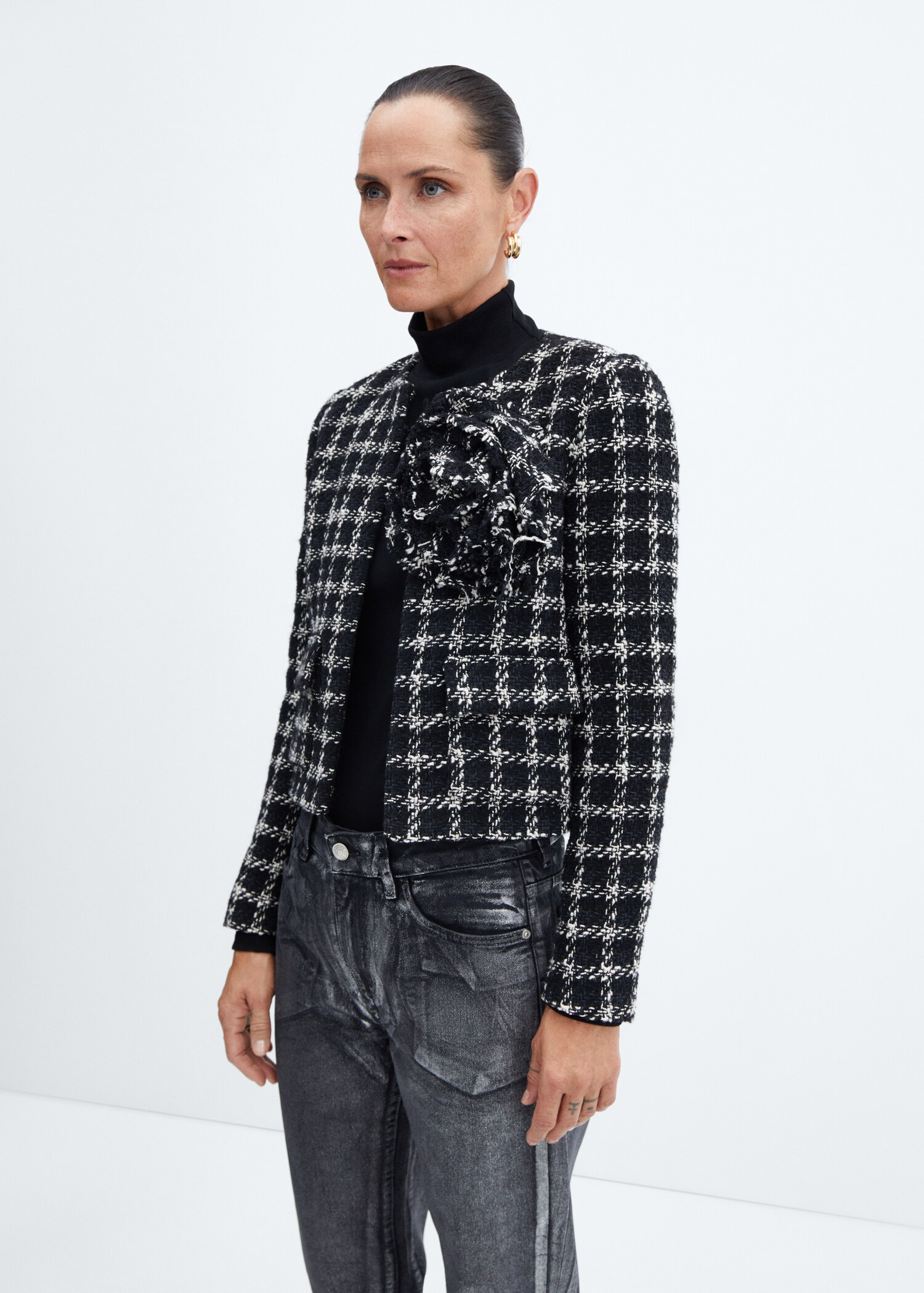 Veste tweed maxifleur - Plan moyen