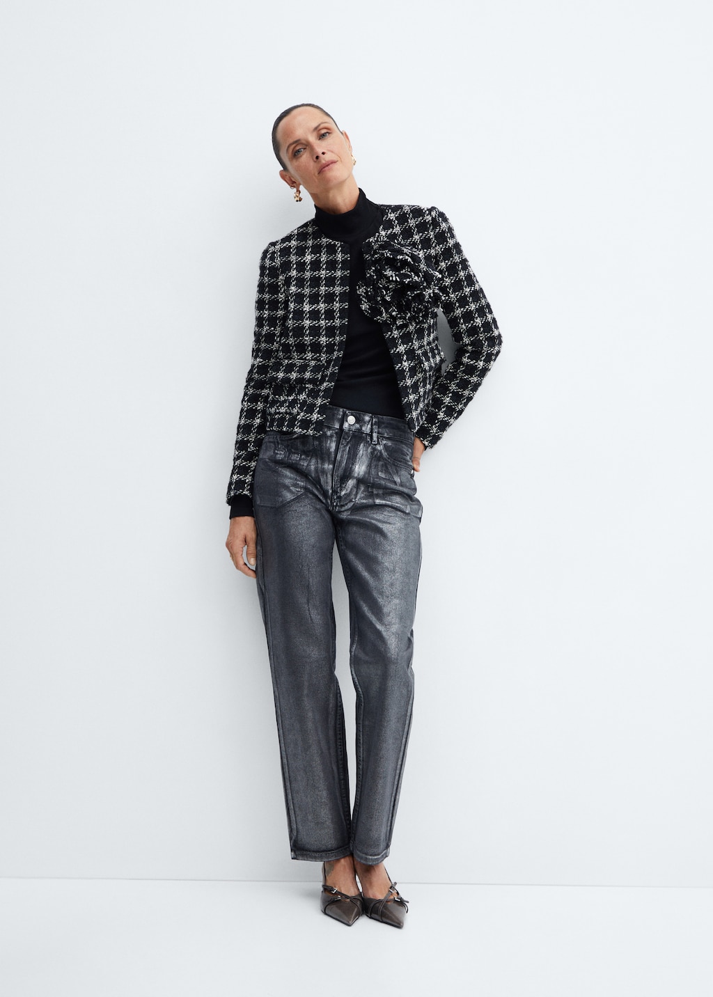 Maxi floral tweed jacket - Women | MANGO OUTLET USA