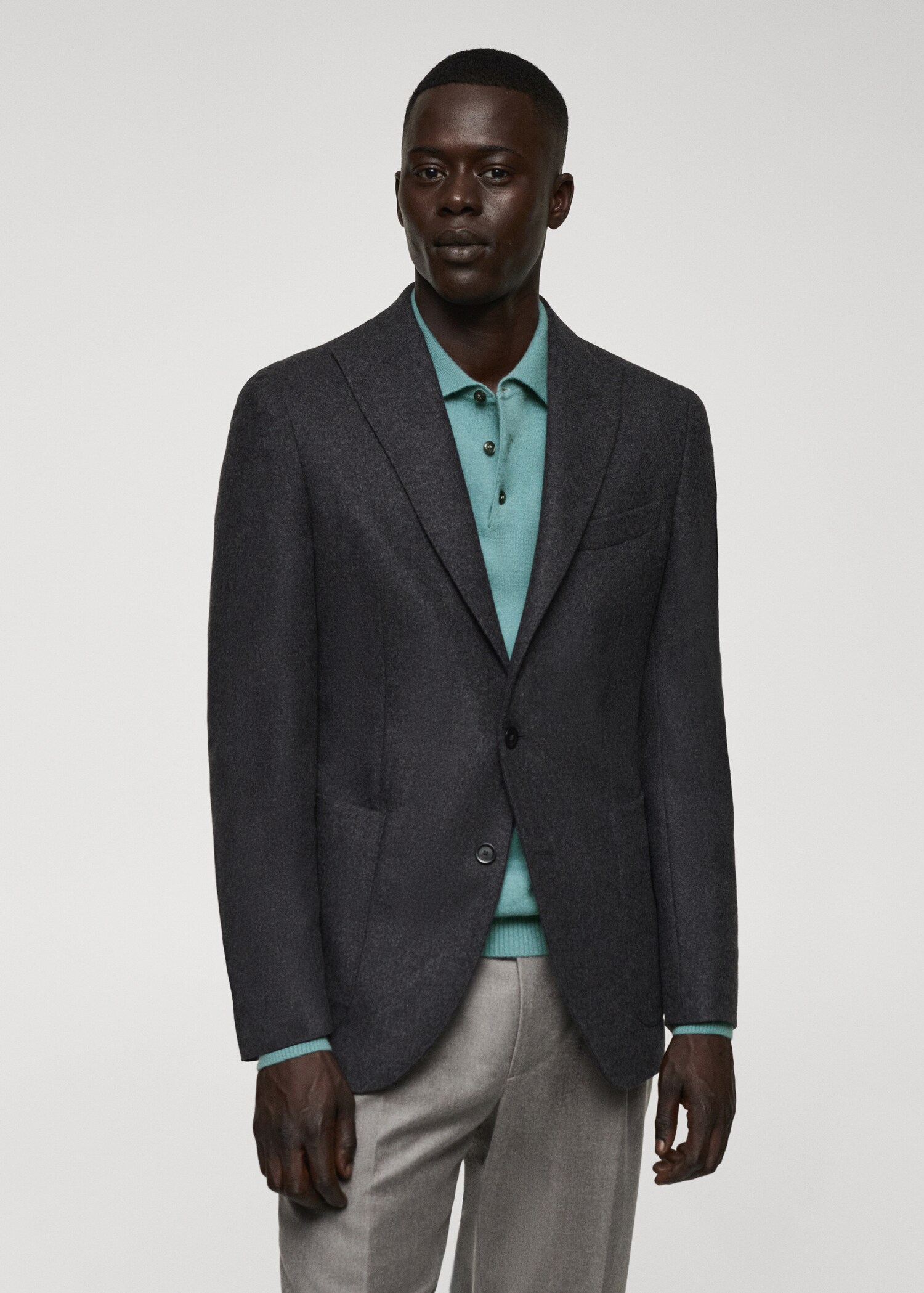 Virgin wool combined blazer - Medium plane