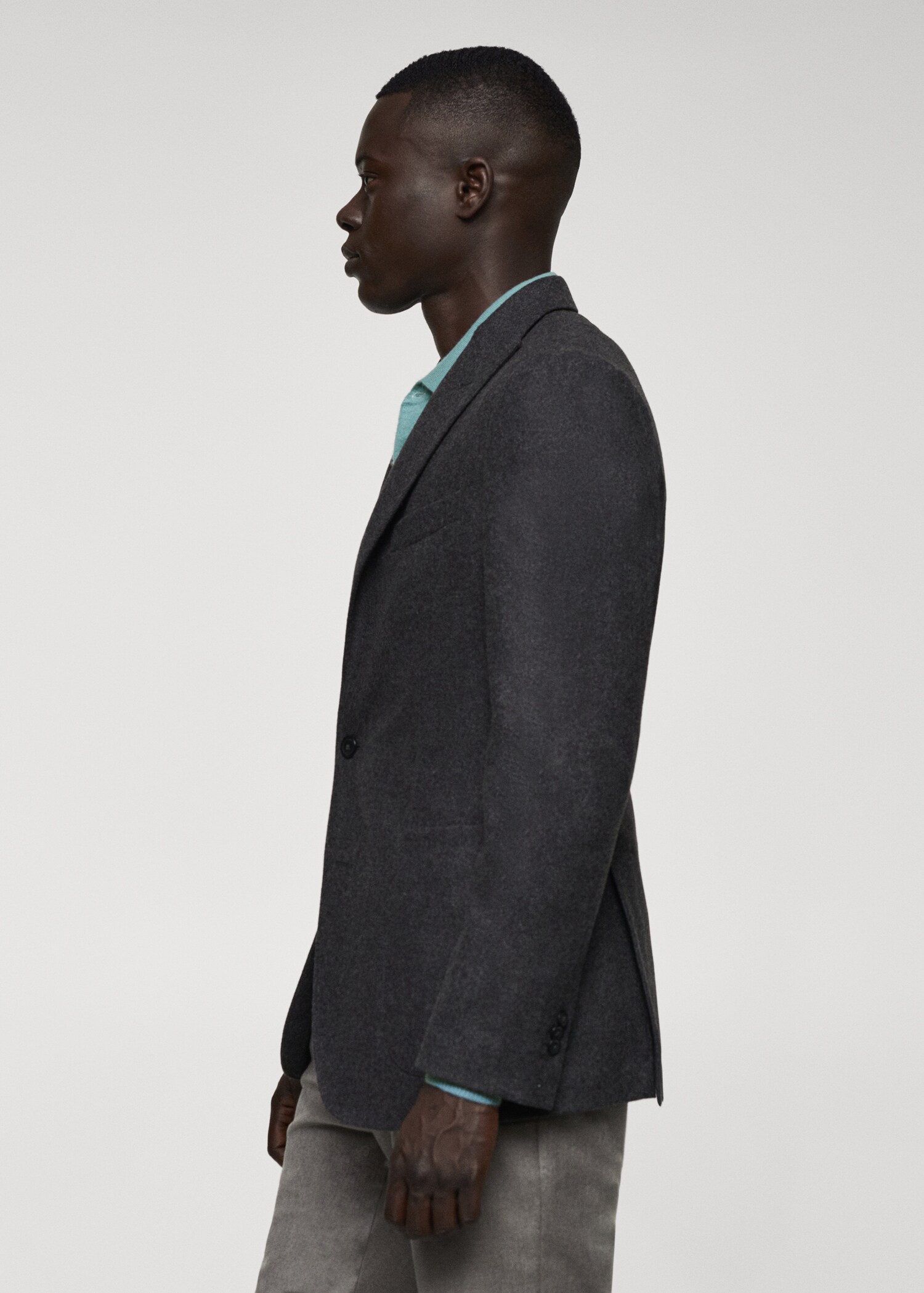 Virgin wool combined blazer - Details of the article 2