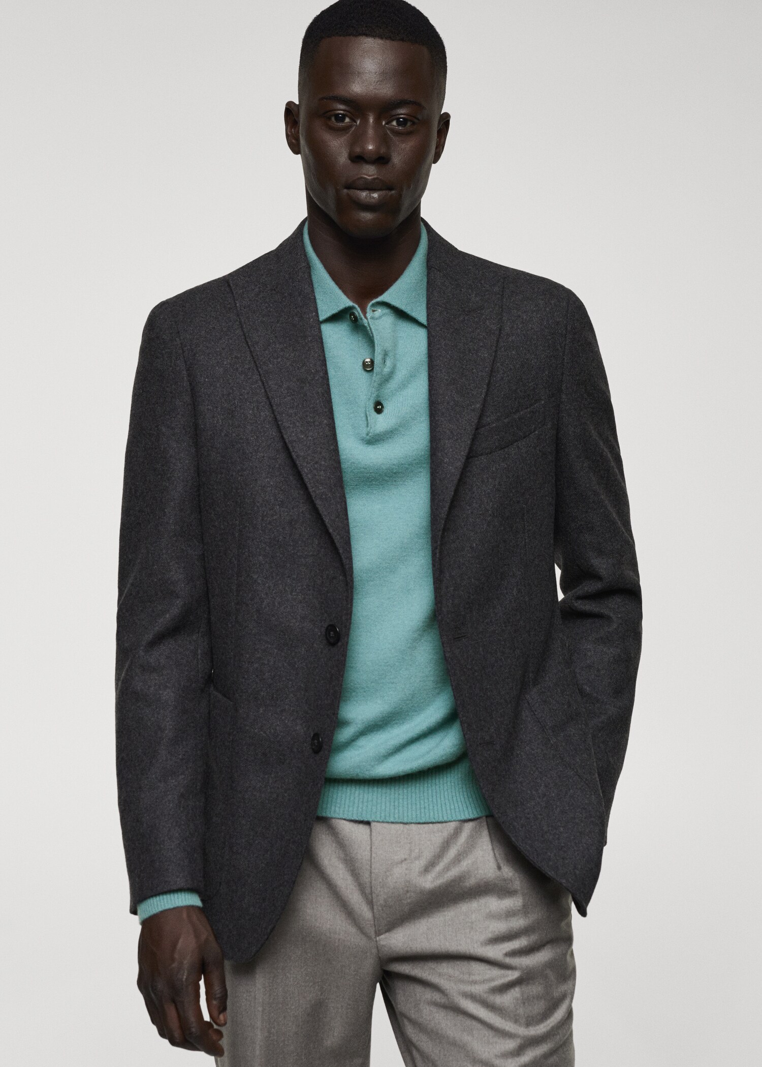 Virgin wool combined blazer - Details of the article 4