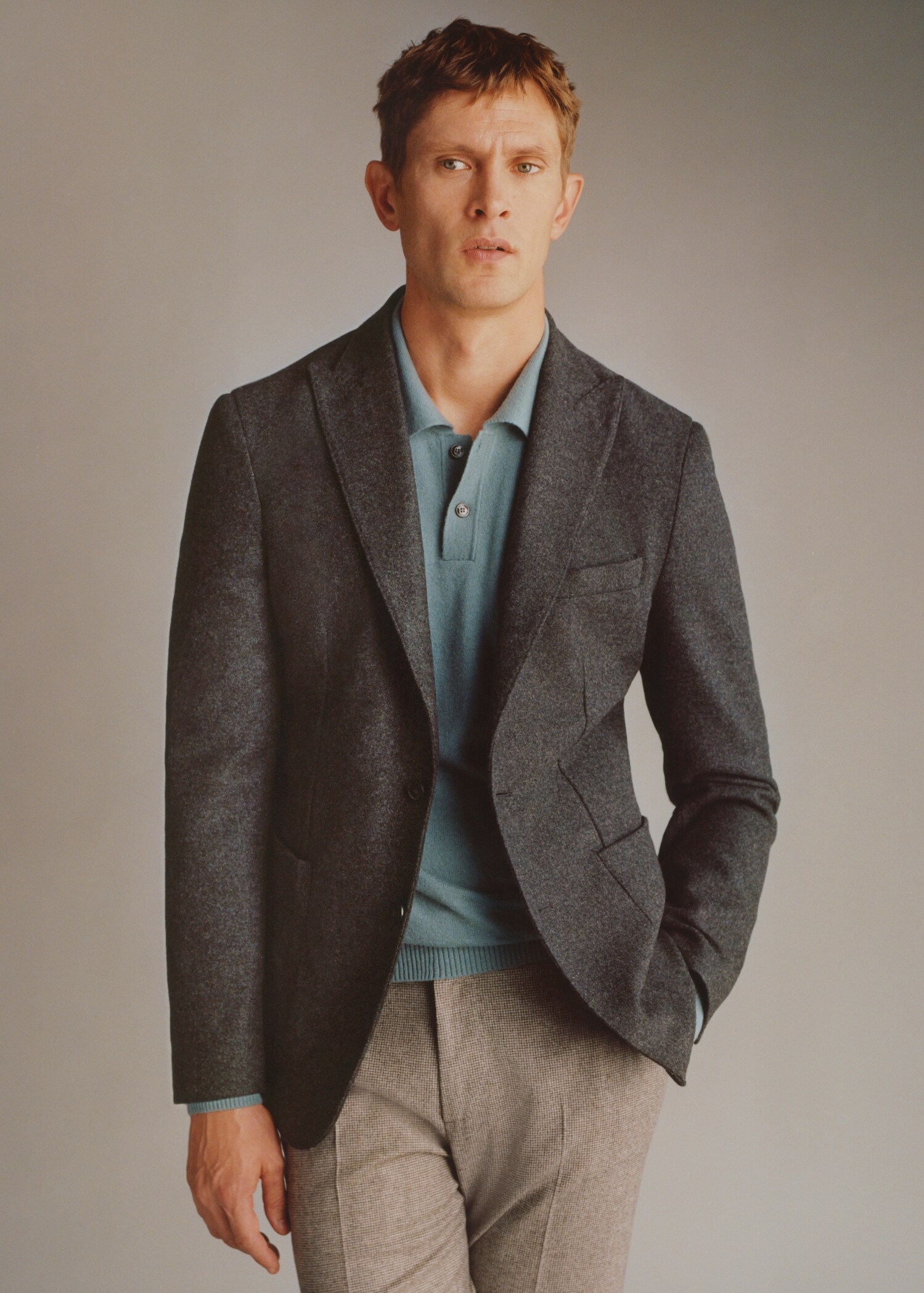 Virgin wool combined blazer - Details of the article 5