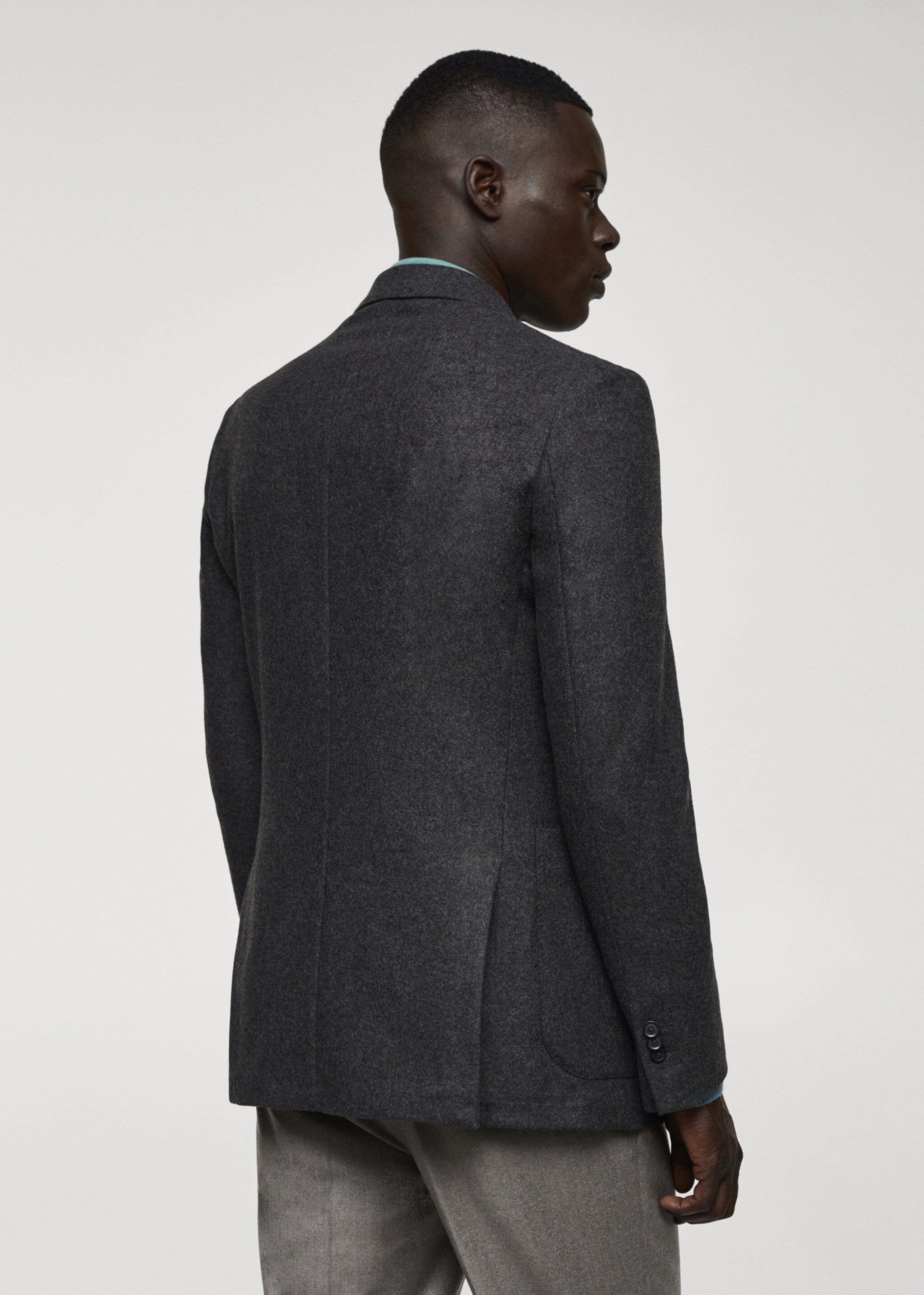 Virgin wool combined blazer - Reverse of the article, Grey. Ref: 57018635-00.