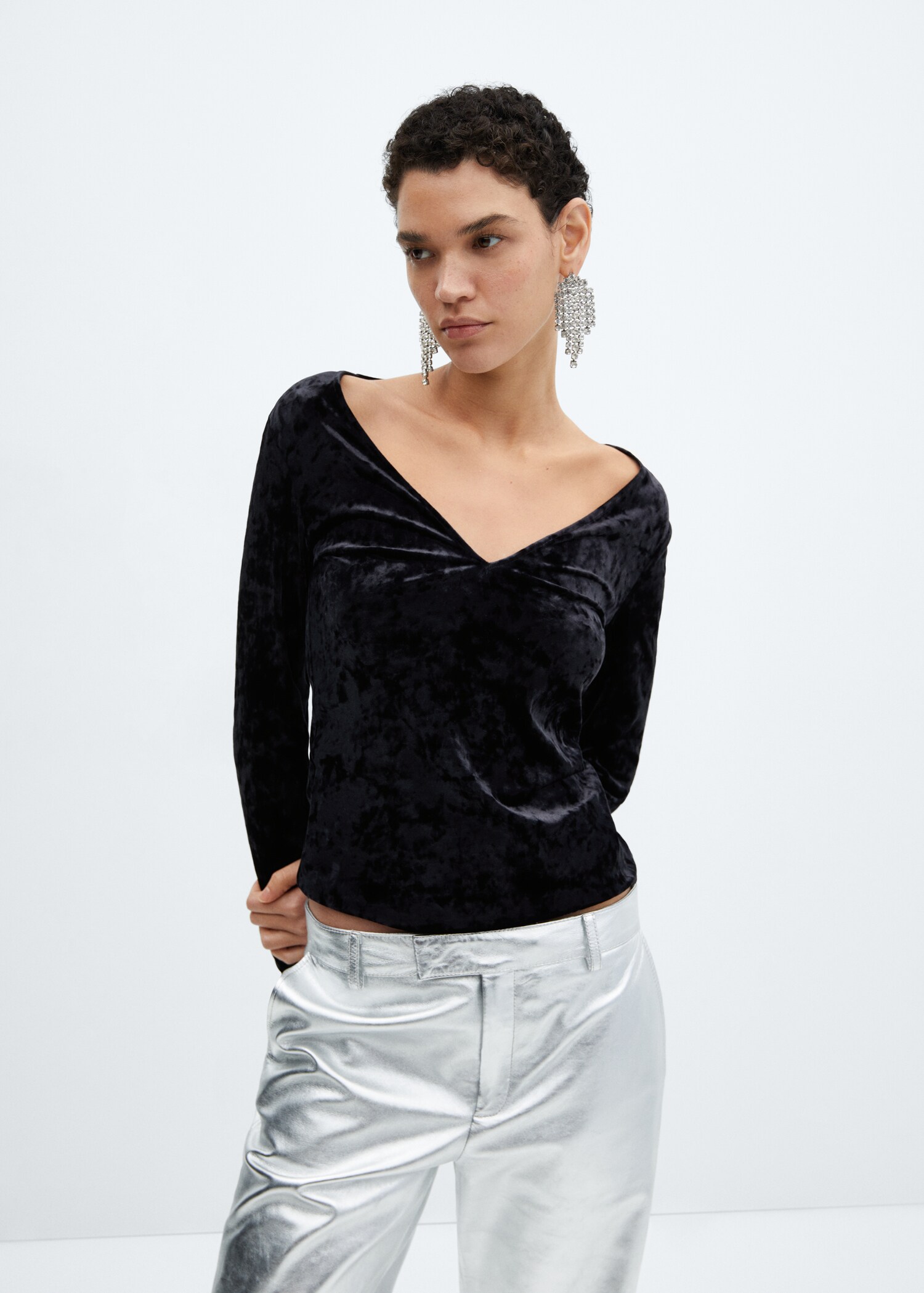 Velvet v-neck t-shirt - Medium plane